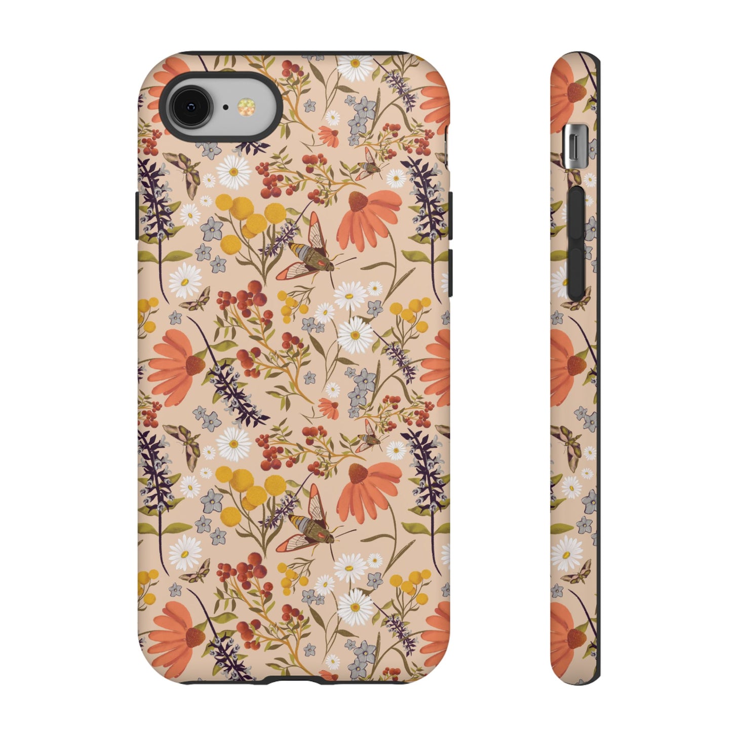 Cottage core hand drawn design, phone tough case
