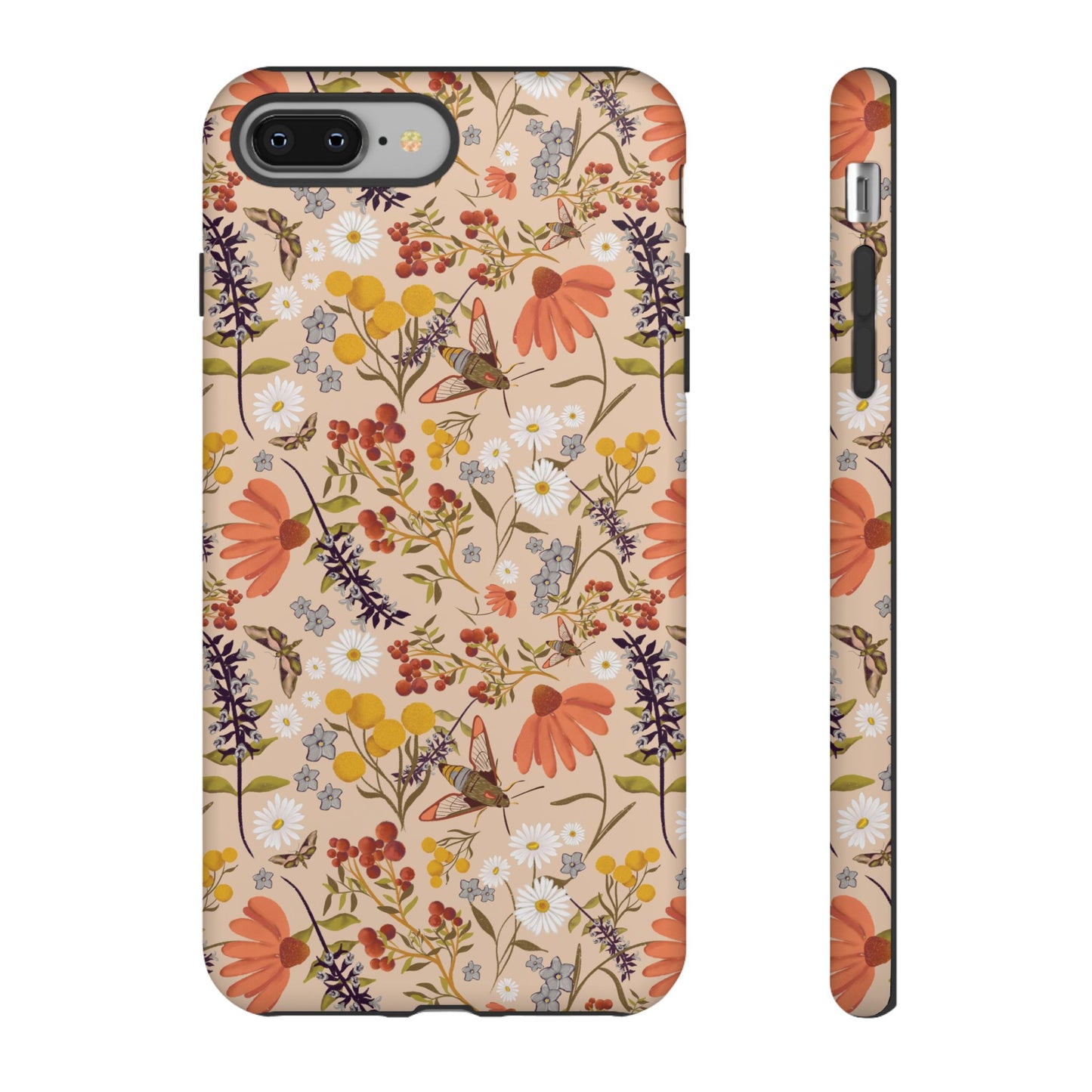 Cottage core hand drawn design, phone tough case