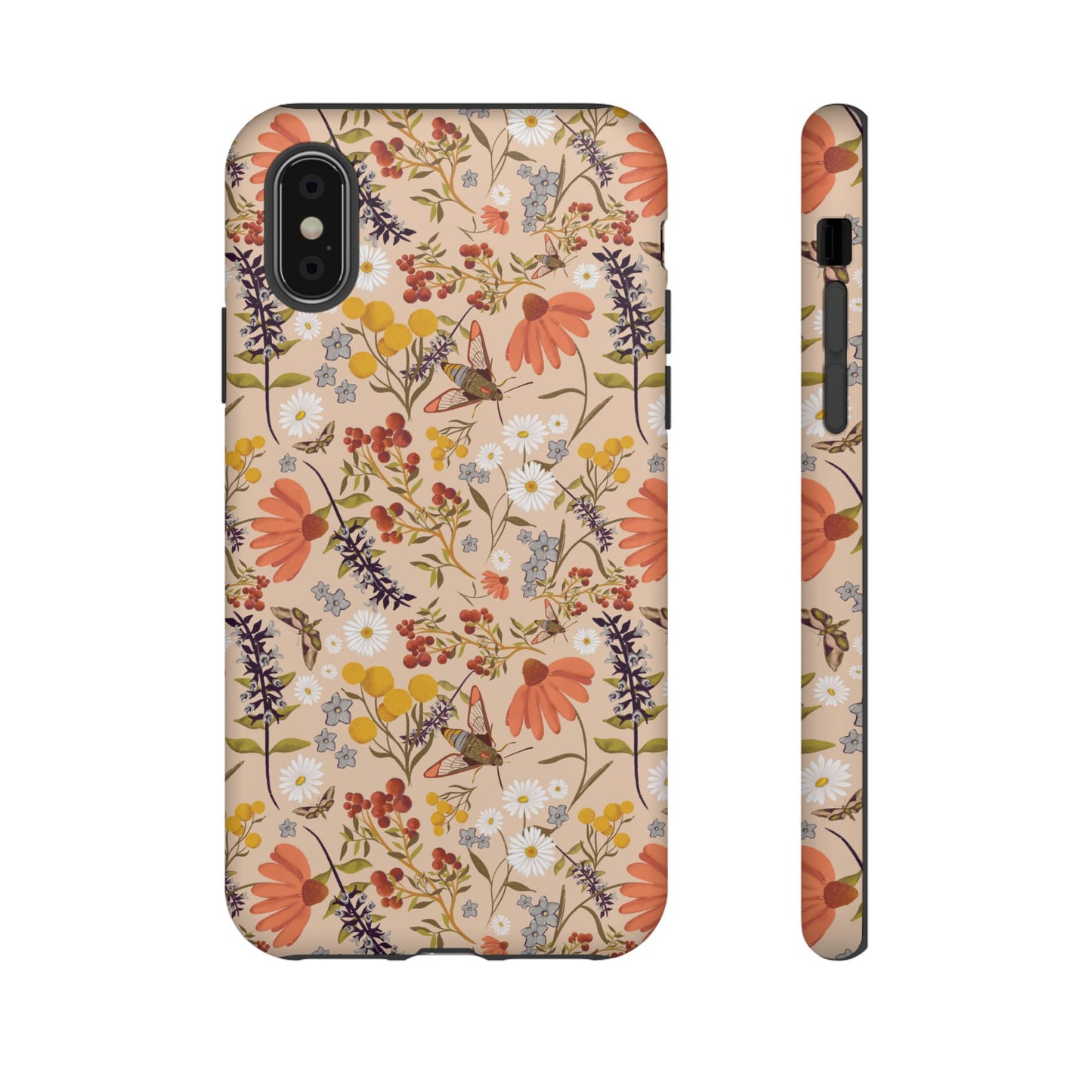Cottage core hand drawn design, phone tough case
