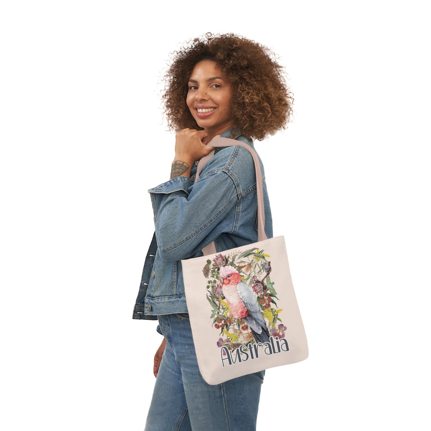 Australian Souvenir Canvas Tote Bag - Pink Galah design - Solei Designs