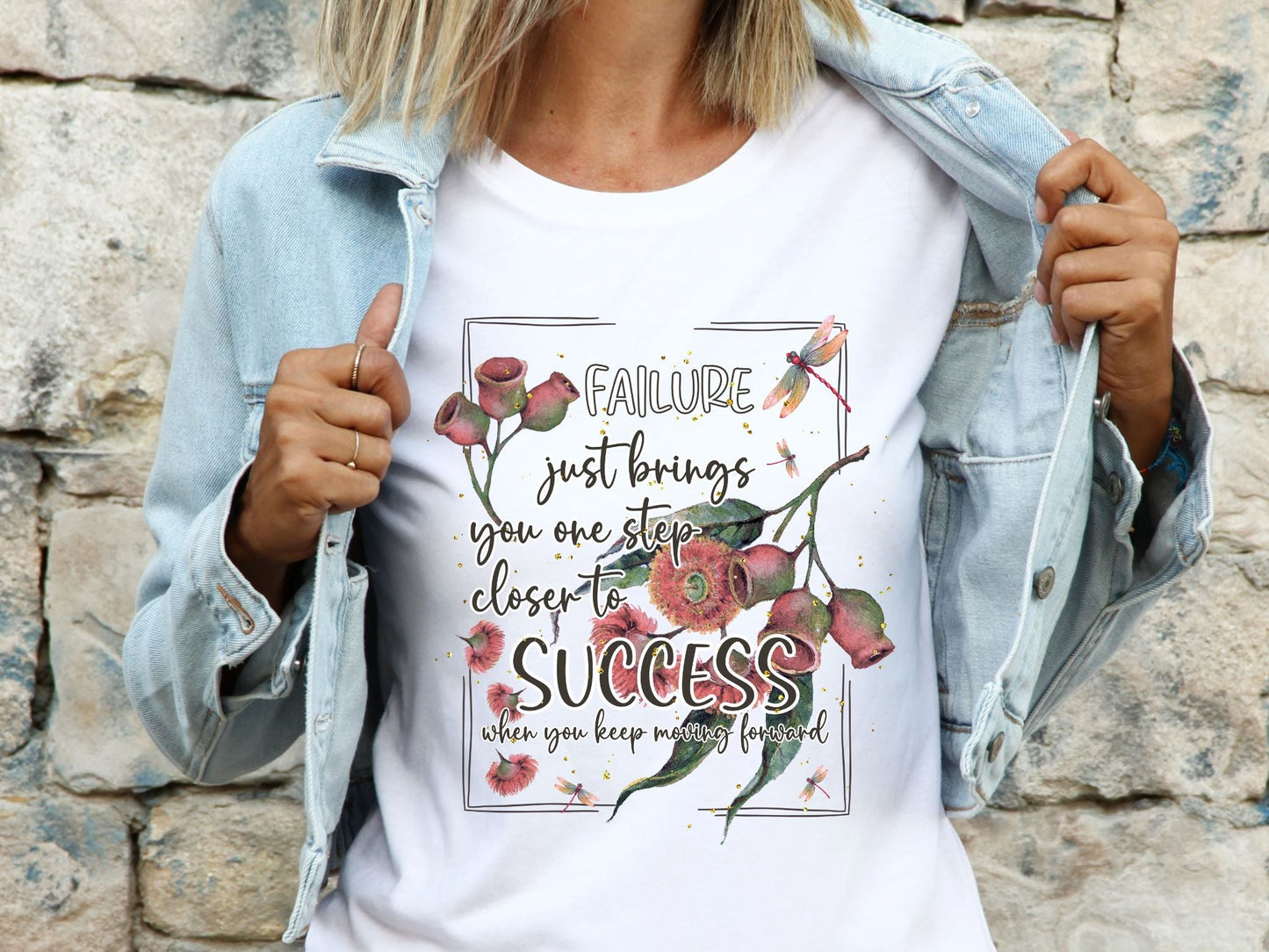 Failure leads to Success gum tree floral graphic t shirt design - custom text available - Solei Designs