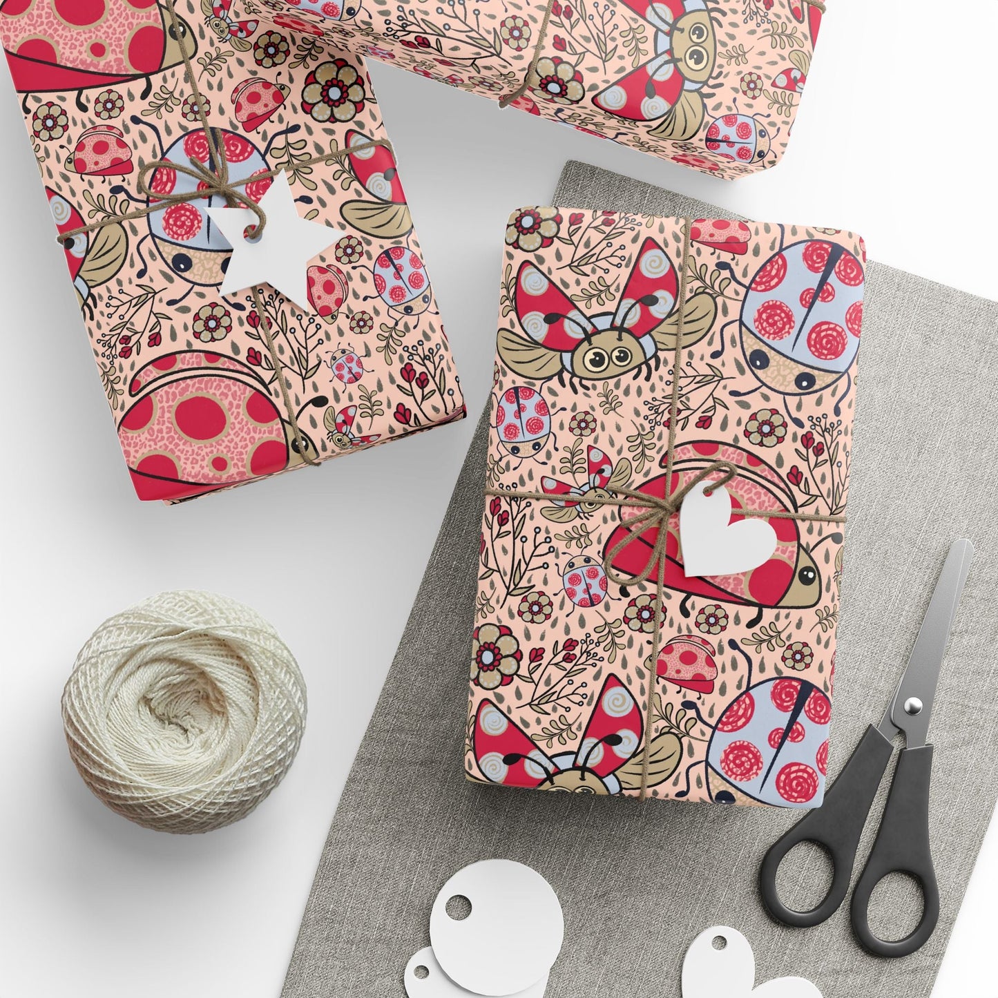 Lady beetles in the rain collection - custom designed Wrapping Paper for Special Occasions - Solei Designs