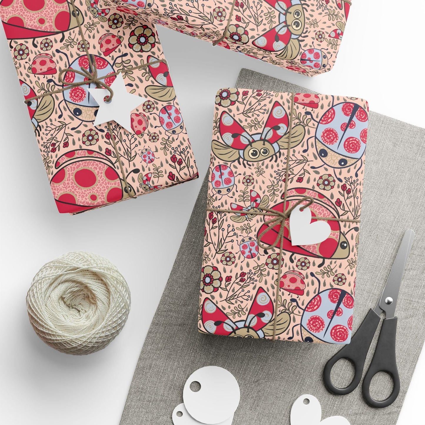 Lady beetles in the rain collection - custom designed Wrapping Paper for Special Occasions - Solei Designs