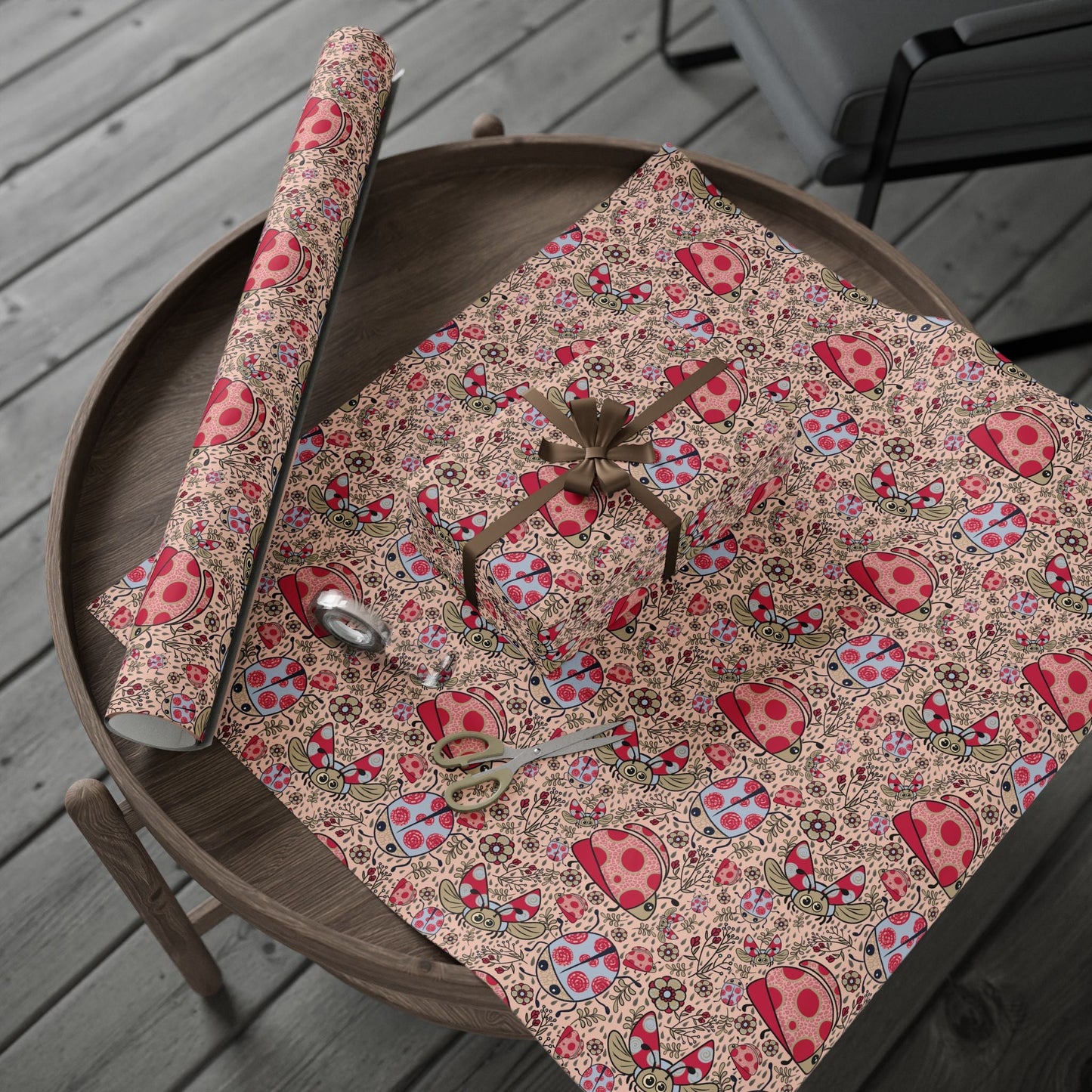 Lady beetles in the rain collection - custom designed Wrapping Paper for Special Occasions - Solei Designs