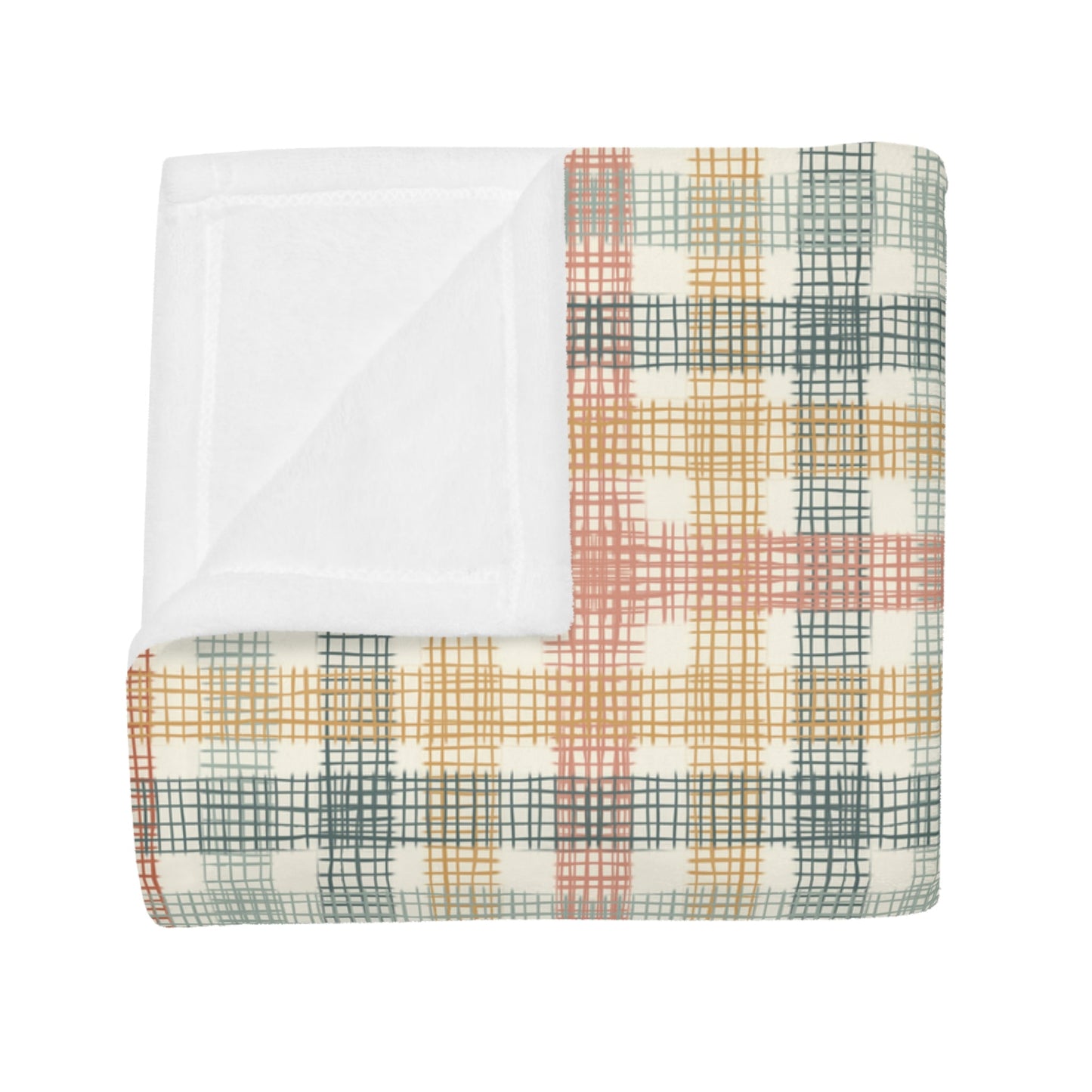 Native Patches collection design - plush fleece throw blanket, super soft vintage cottagecore aesthetic - Solei Designs