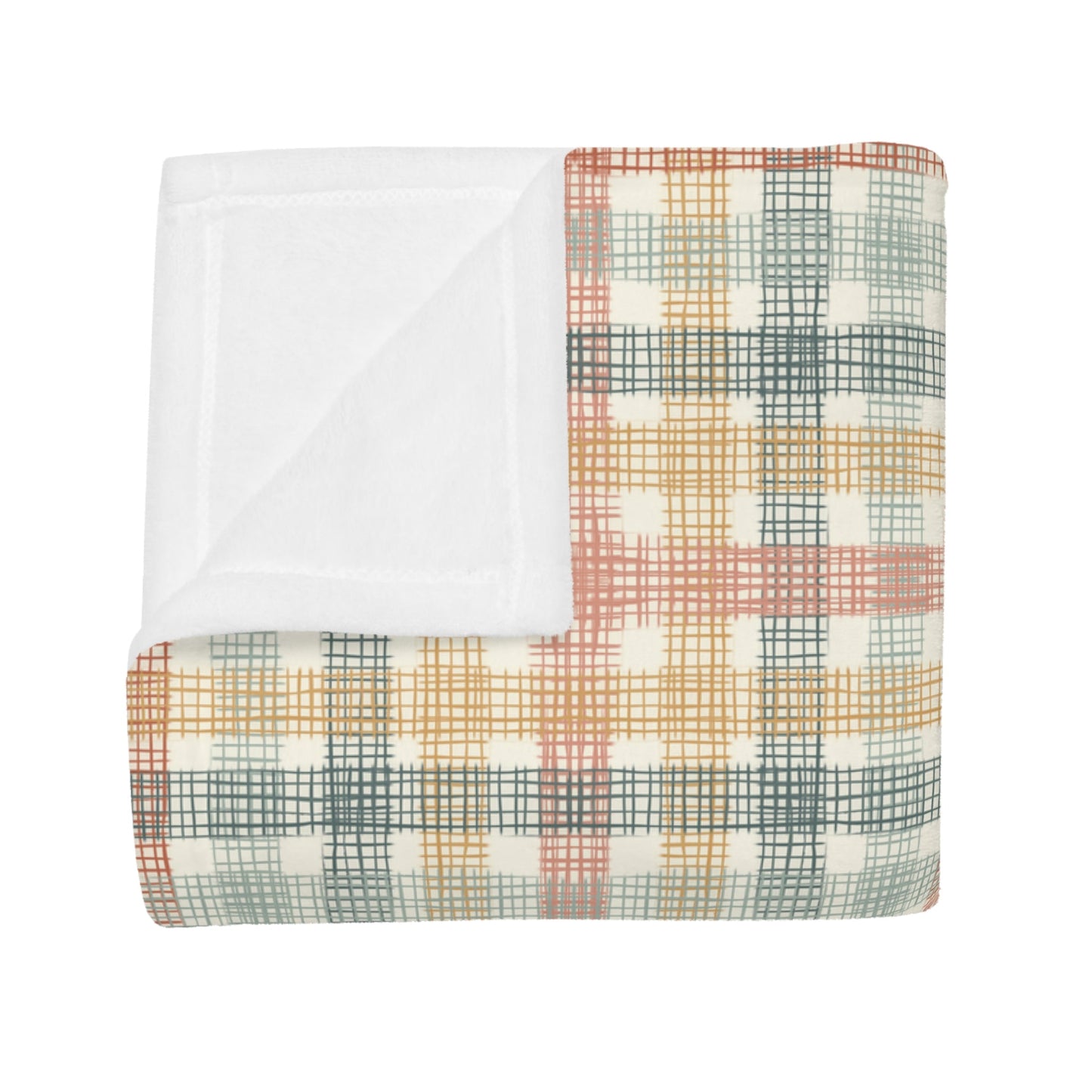 Native Patches collection design - plush fleece throw blanket, super soft vintage cottagecore aesthetic - Solei Designs