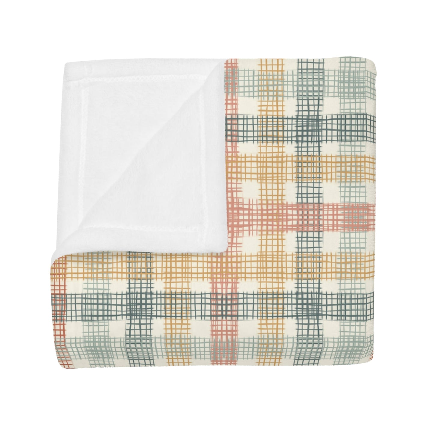 Native Patches collection design - plush fleece throw blanket, super soft vintage cottagecore aesthetic - Solei Designs