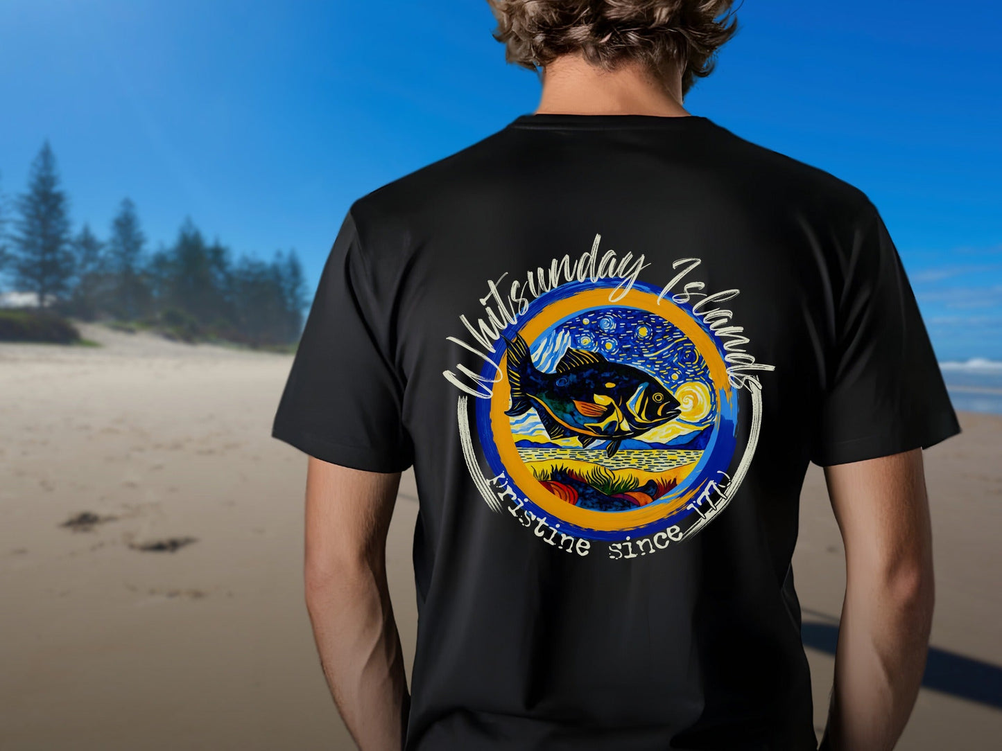 Whitsunday Van Gogh Style custom designed Australian souvenir t shirt - Solei Designs