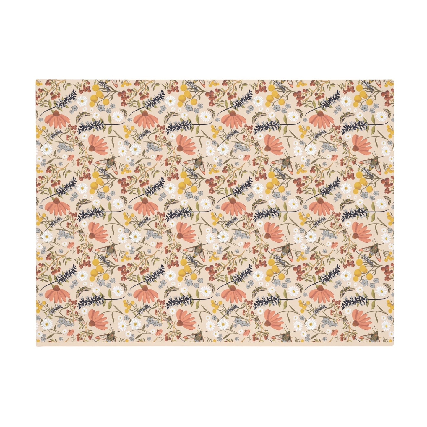 Wildflower whimsical pattern plush fleece throw blanket, super soft vintage cottagecore aesthetic - Solei Designs