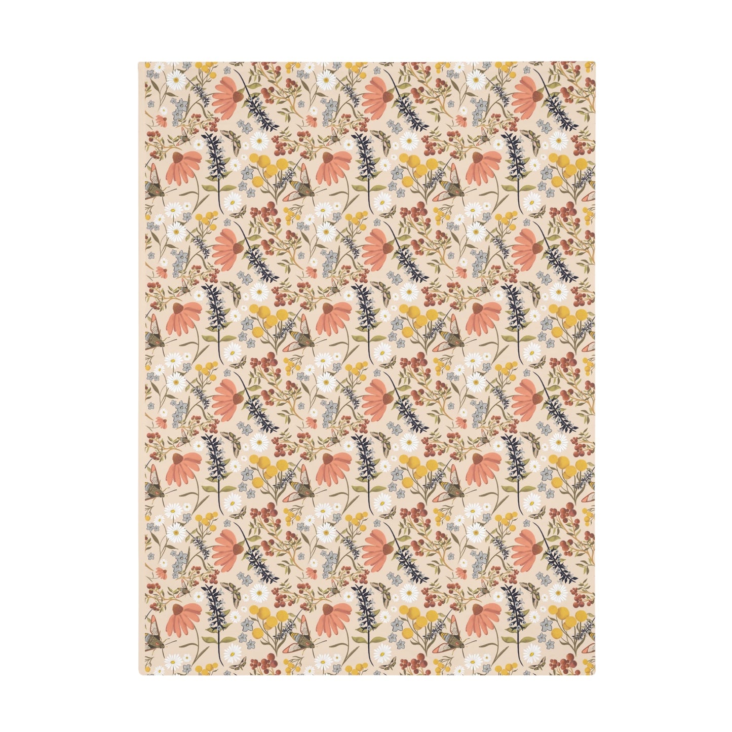 Wildflower whimsical pattern plush fleece throw blanket, super soft vintage cottagecore aesthetic - Solei Designs