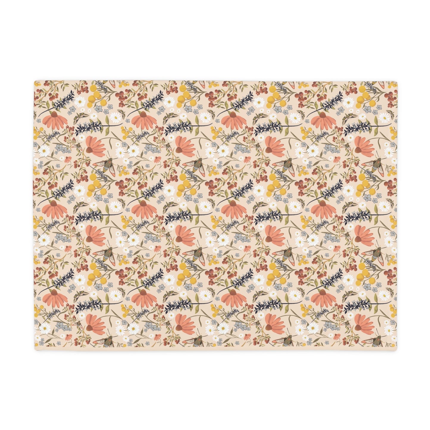 Wildflower whimsical pattern plush fleece throw blanket, super soft vintage cottagecore aesthetic - Solei Designs