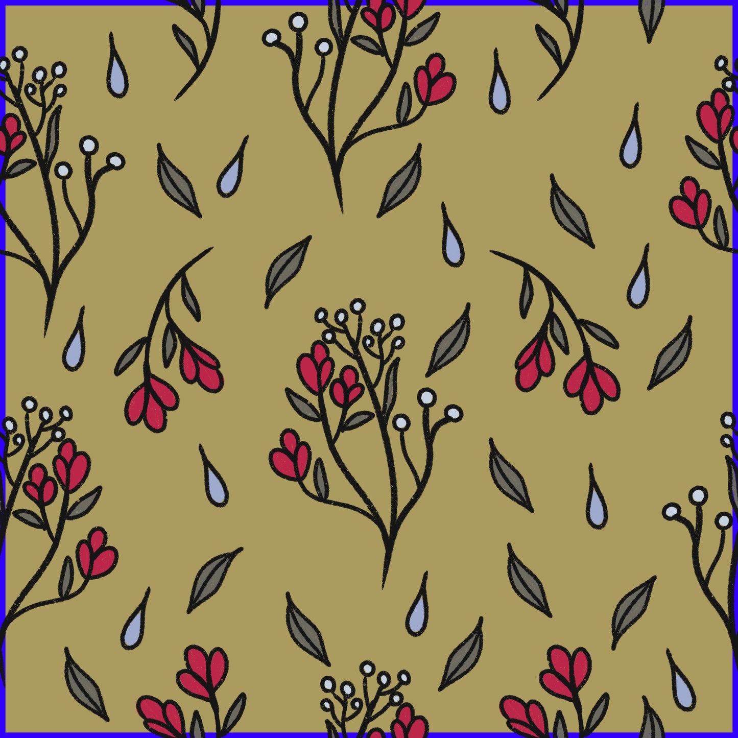 Lady Beetles in the rain -Hand Drawn Seamless Pattern Collection - Solei Designs