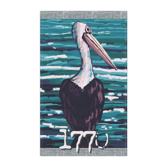 100% Cotton Kitchen Tea Towel - 1770 Pelican hand drawn artwork - Solei Designs