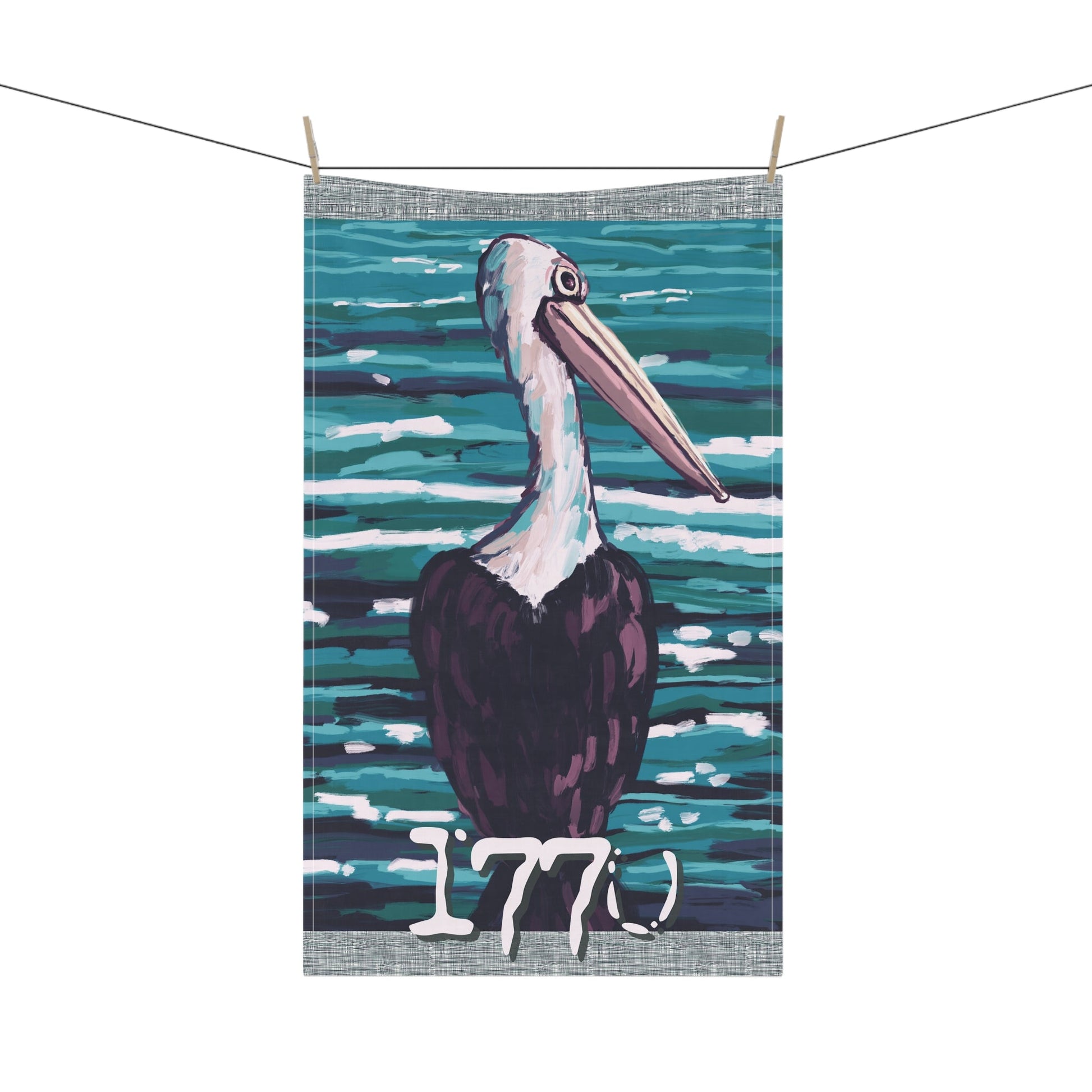 100% Cotton Kitchen Tea Towel - 1770 Pelican hand drawn artwork - Solei Designs