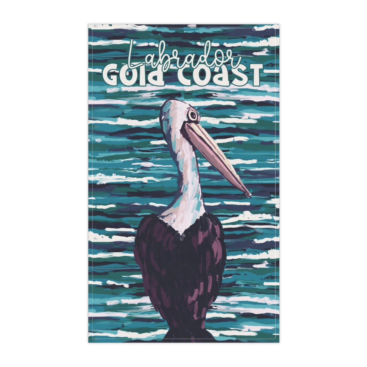 100% Cotton Kitchen Tea Towel - Gold Coast Souvenir - Pelican hand drawn artwork - Solei Designs