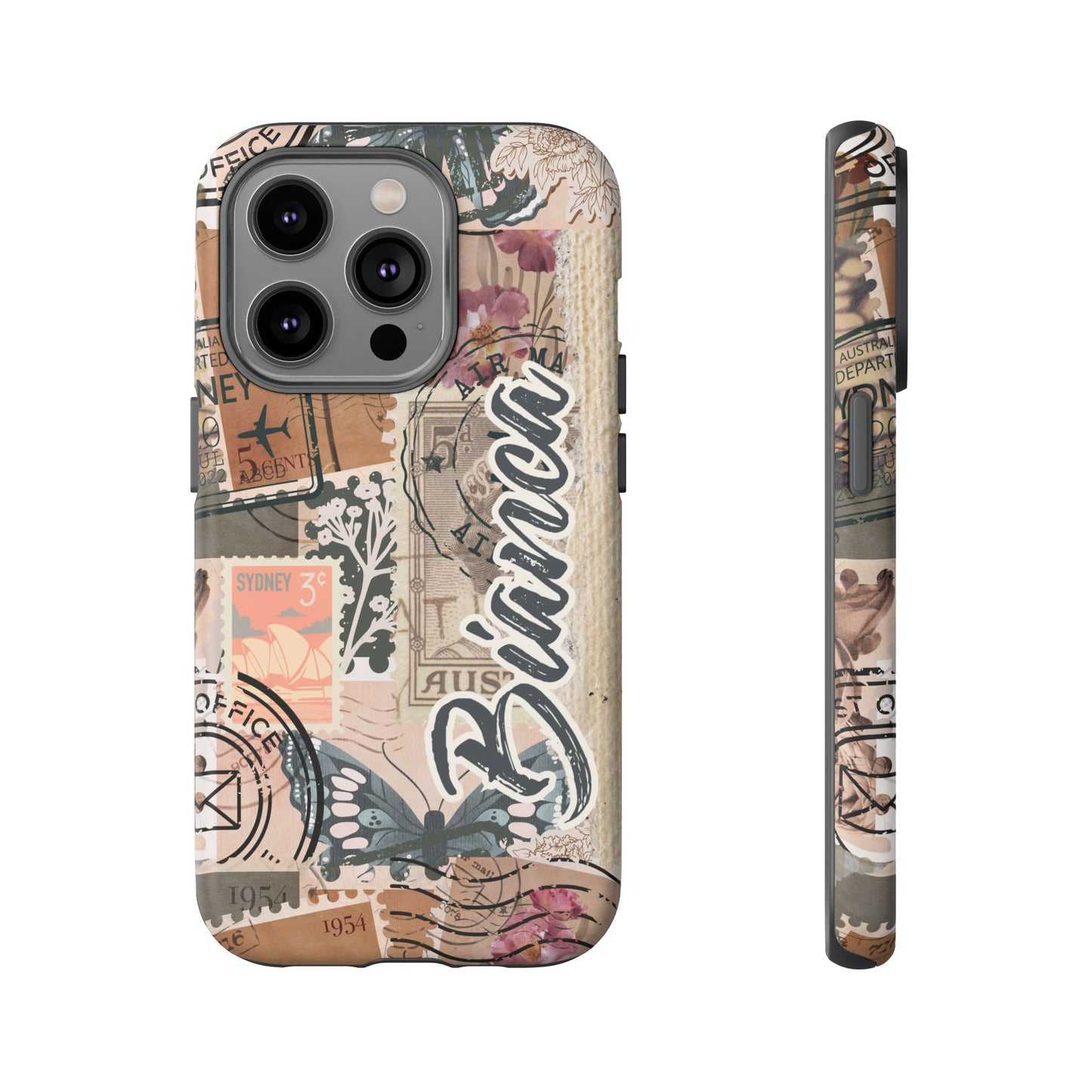 Personalised phone tough case - vintage stamp design