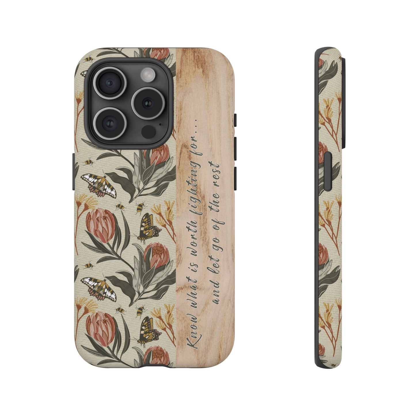 Phone tough case with hand drawn artwork and personalised affirmations