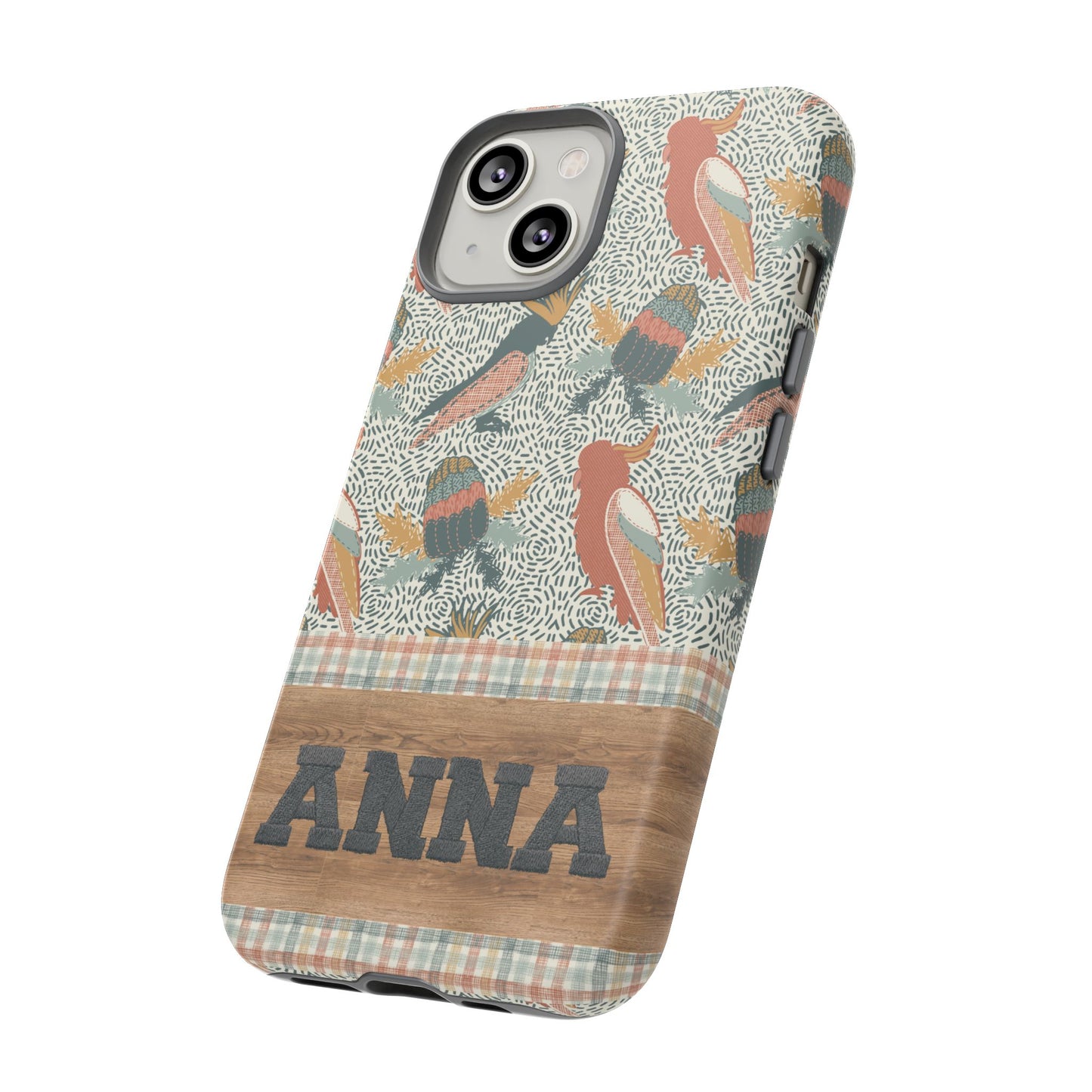 Personalised phone tough case - Native Patches hand drawn design