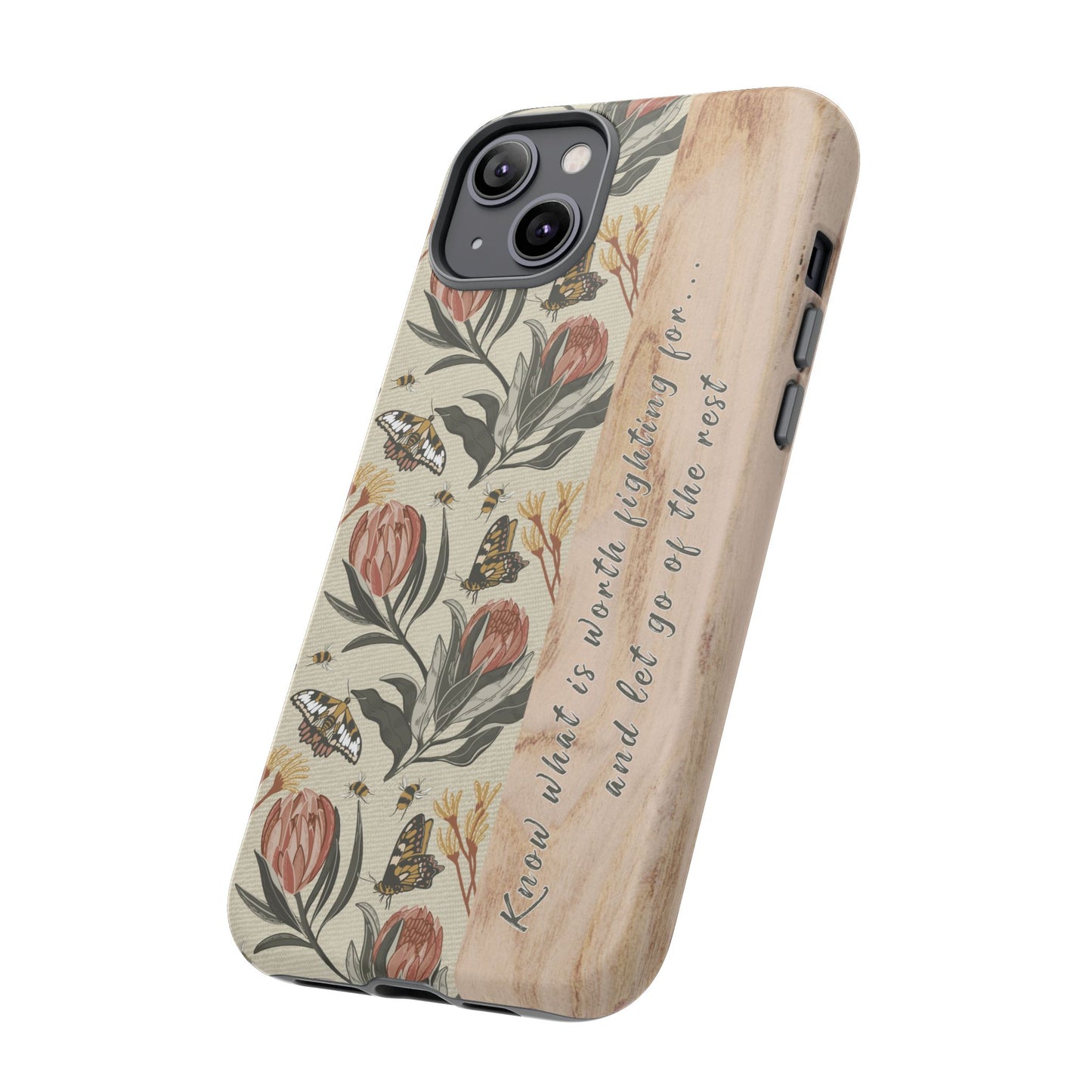 Phone tough case with hand drawn artwork and personalised affirmations