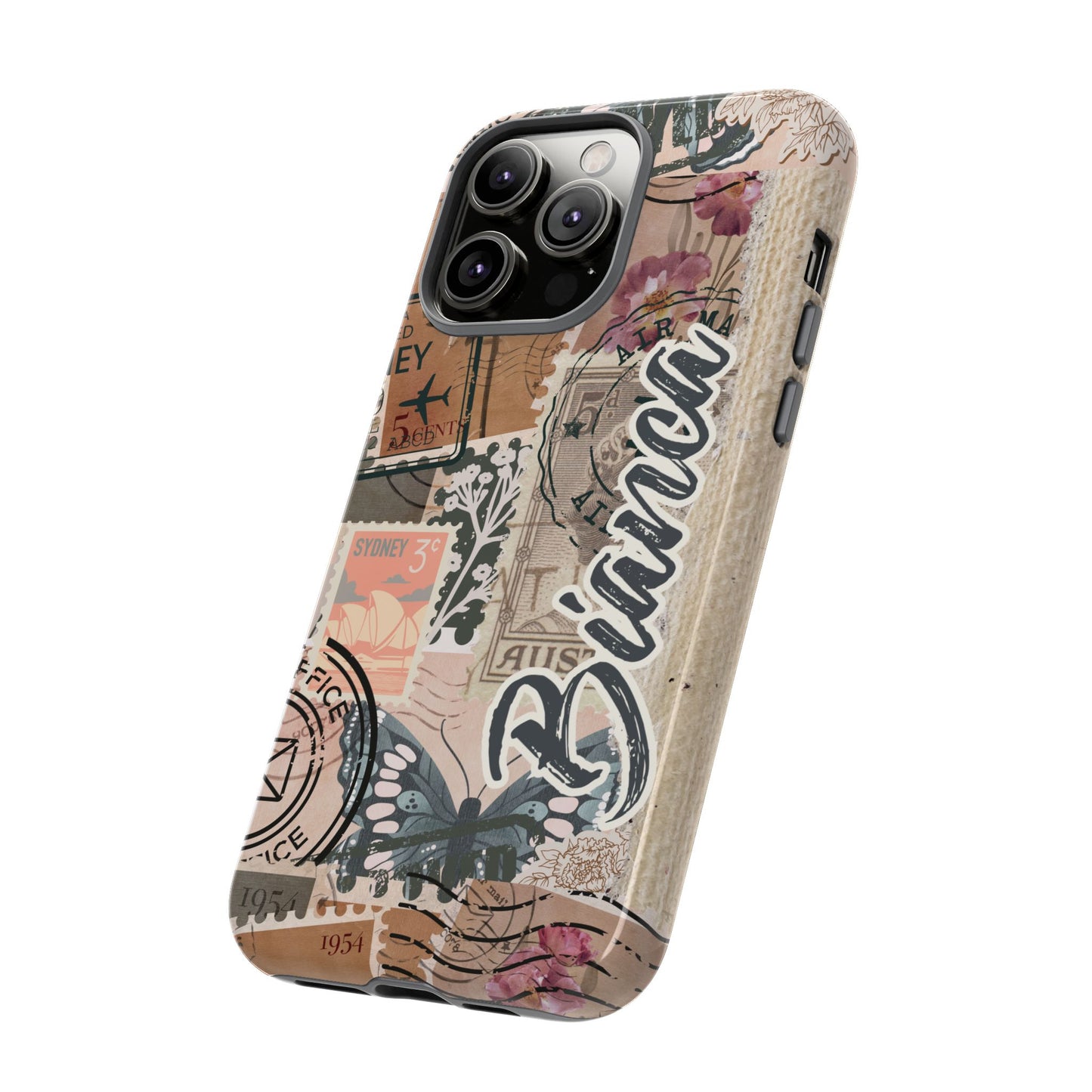 Personalised phone tough case - vintage stamp design