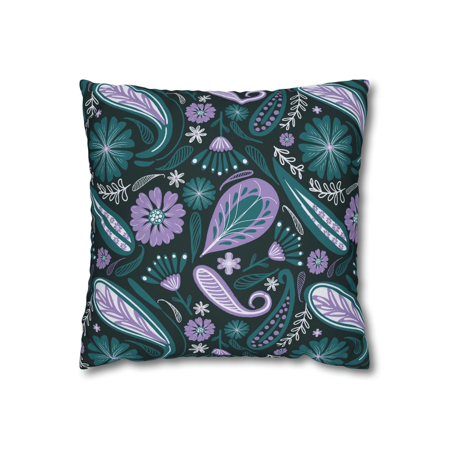 Serenity - hand drawn patterned cushion cover serene deep teal