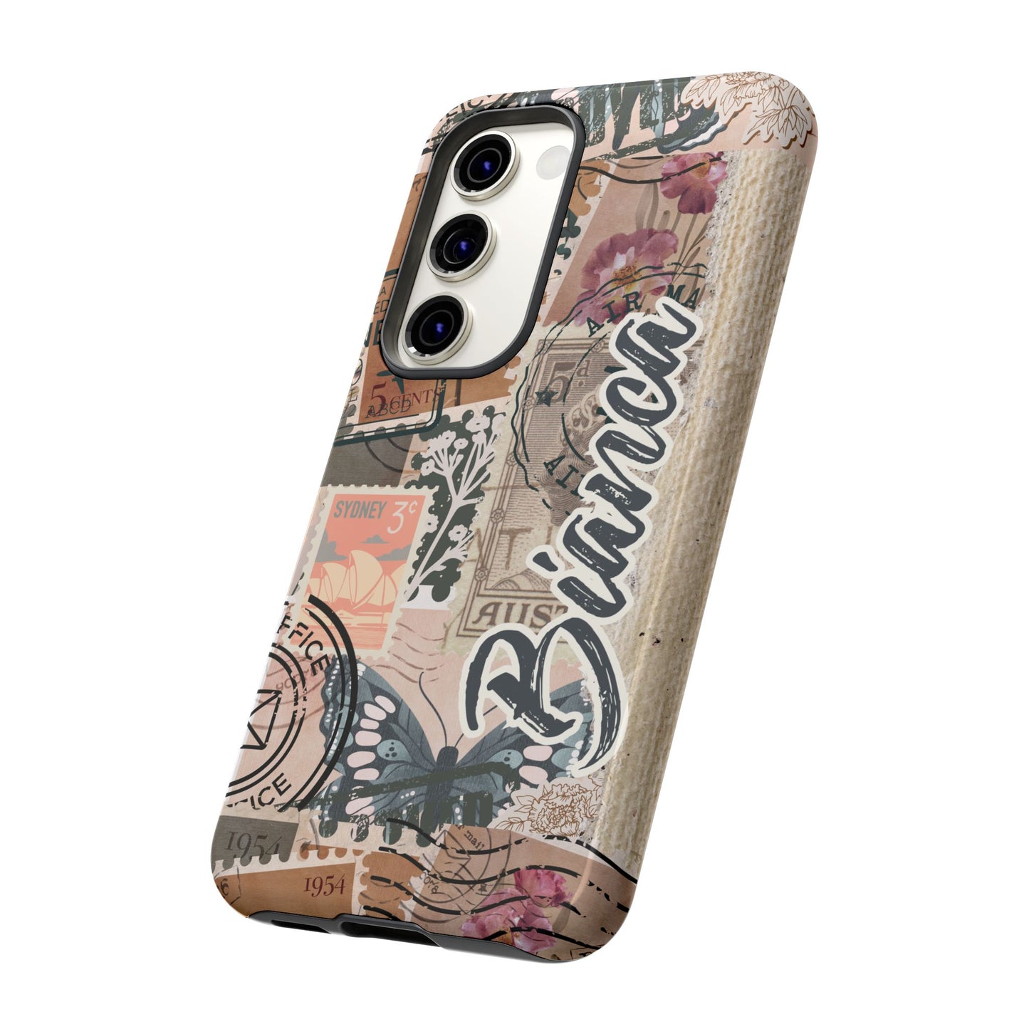 Personalised phone tough case - vintage stamp design