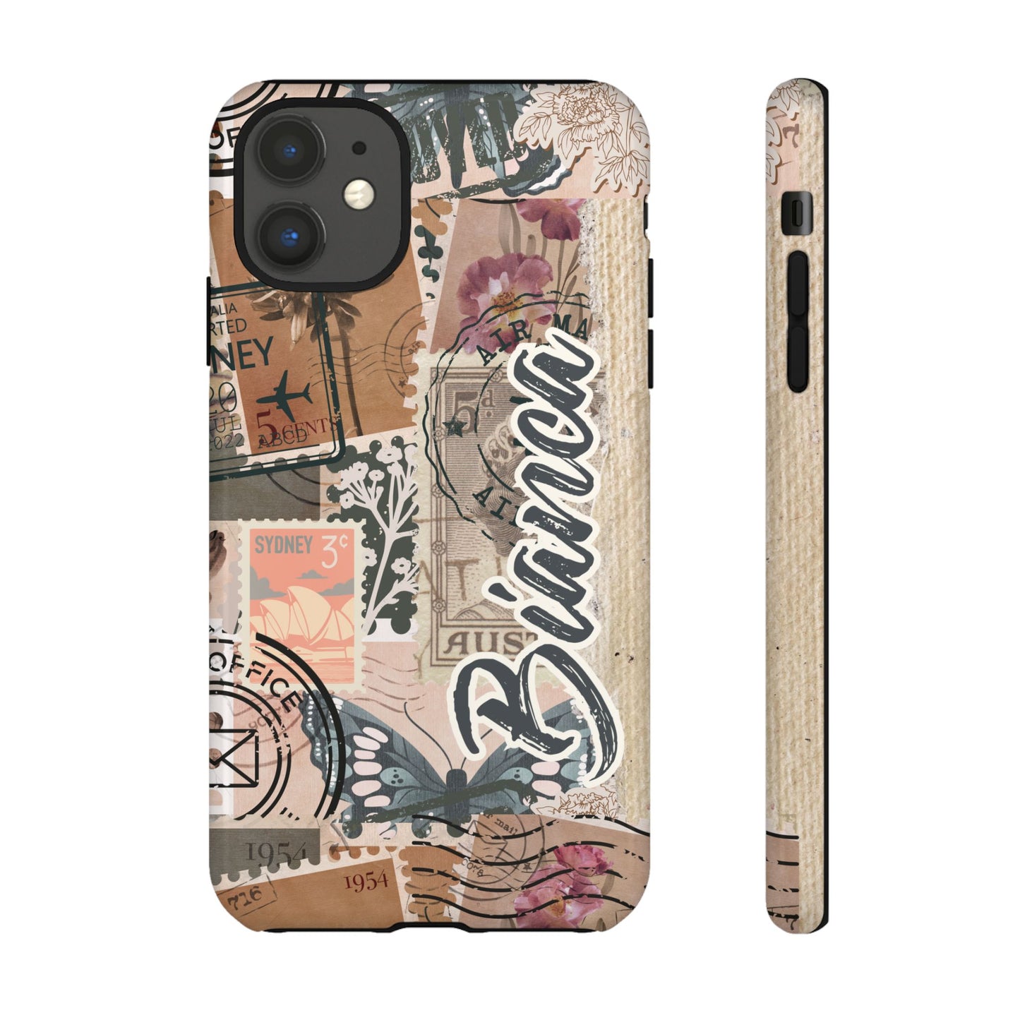 Personalised phone tough case - vintage stamp design