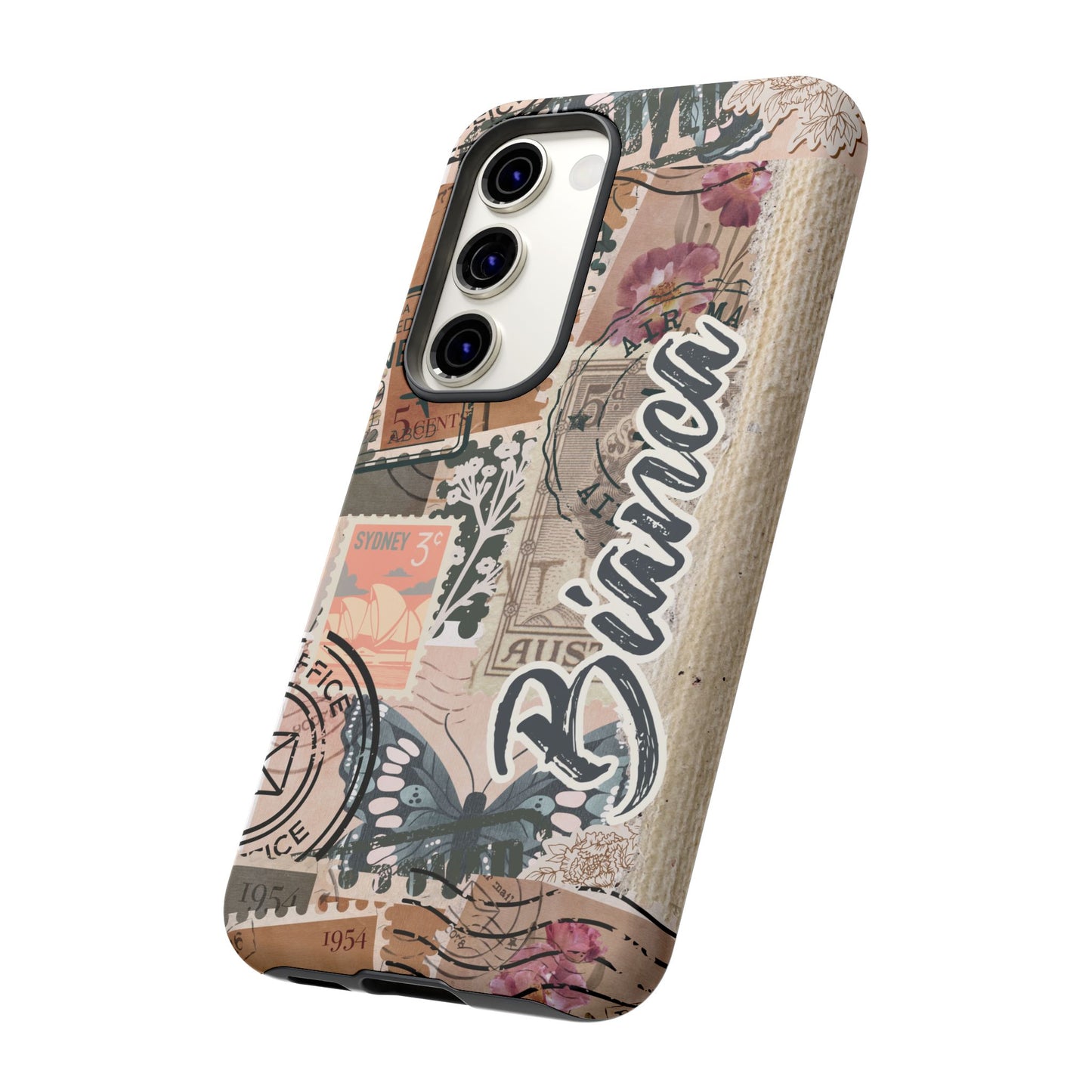 Personalised phone tough case - vintage stamp design