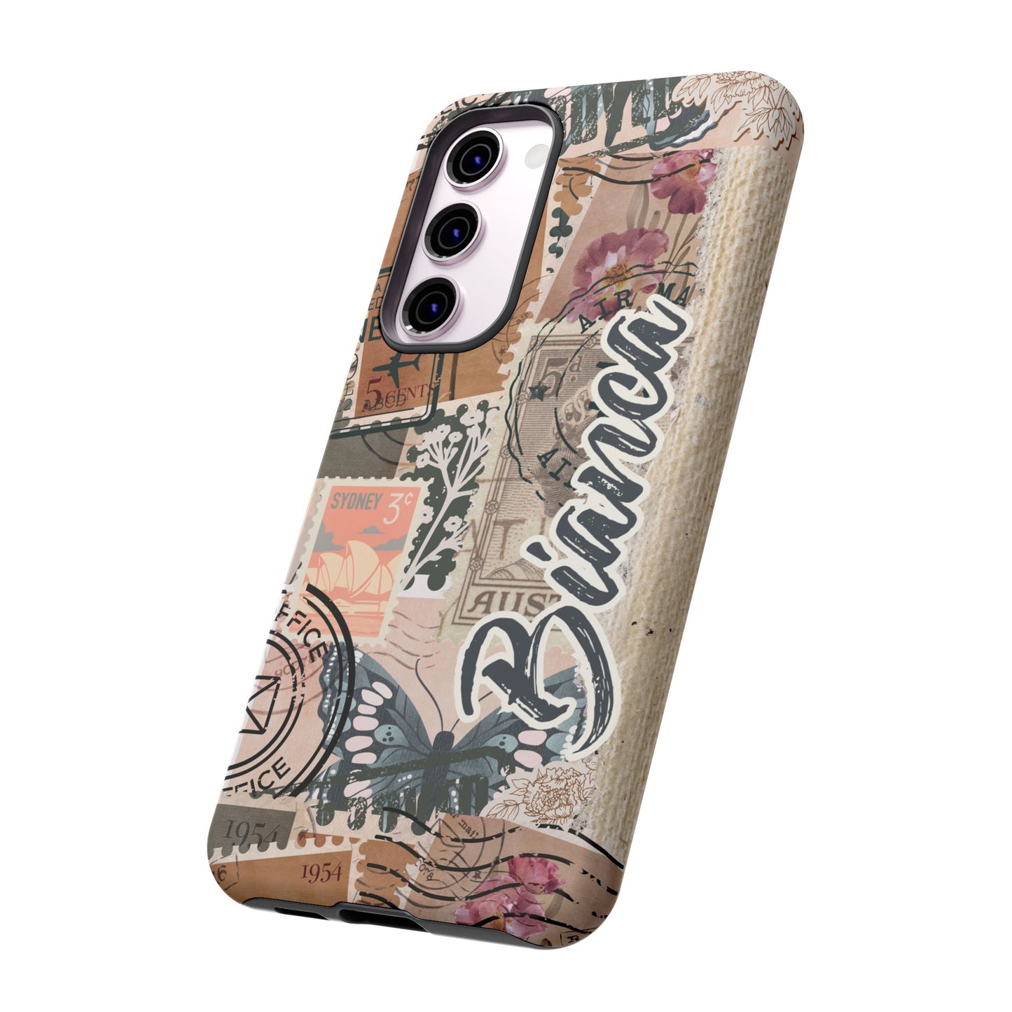 Personalised phone tough case - vintage stamp design