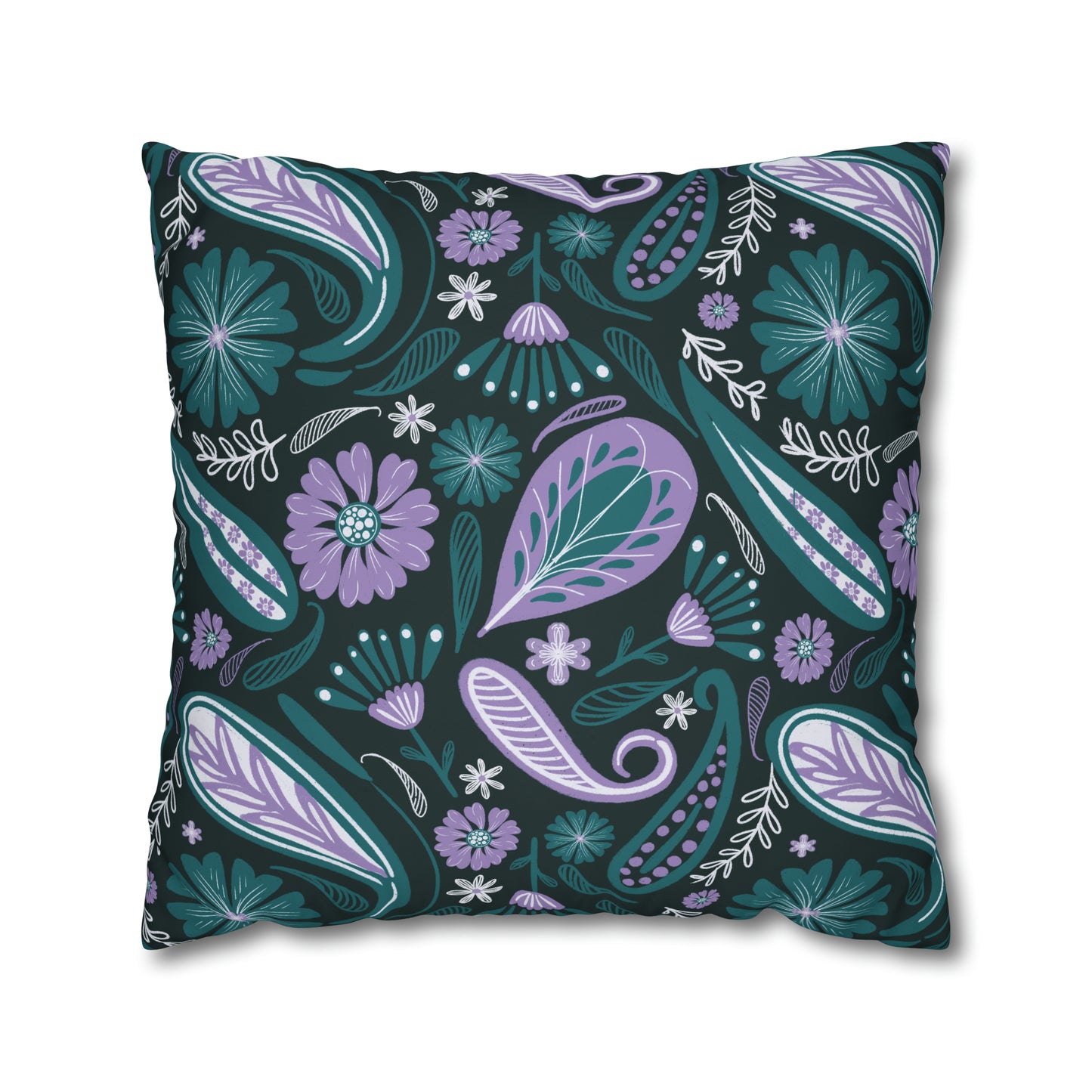 Serenity - hand drawn patterned cushion cover serene deep teal