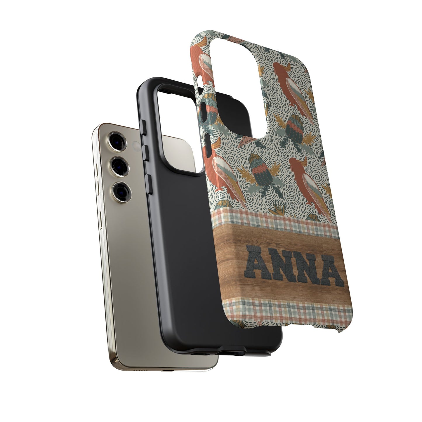 Personalised phone tough case - Native Patches hand drawn design