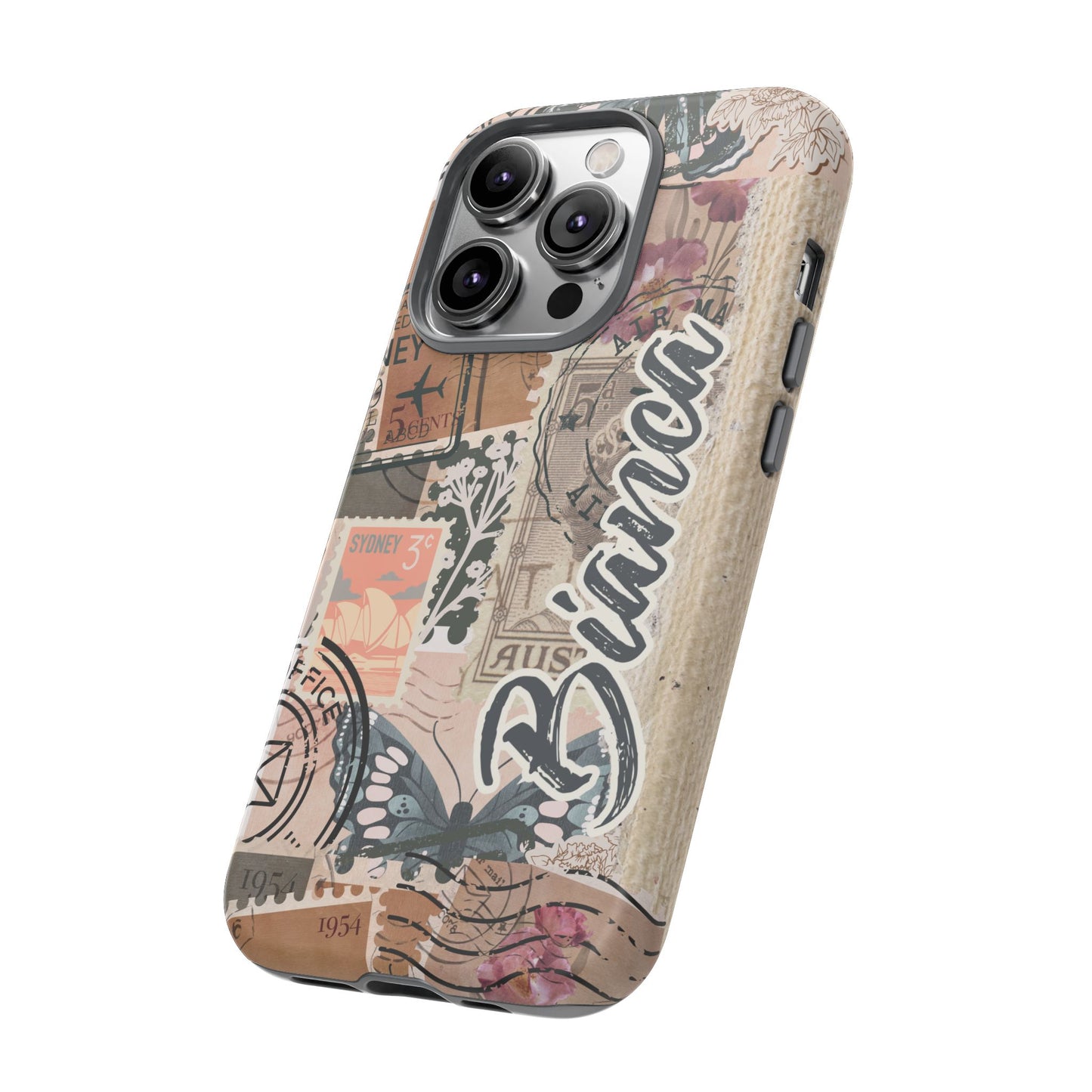 Personalised phone tough case - vintage stamp design