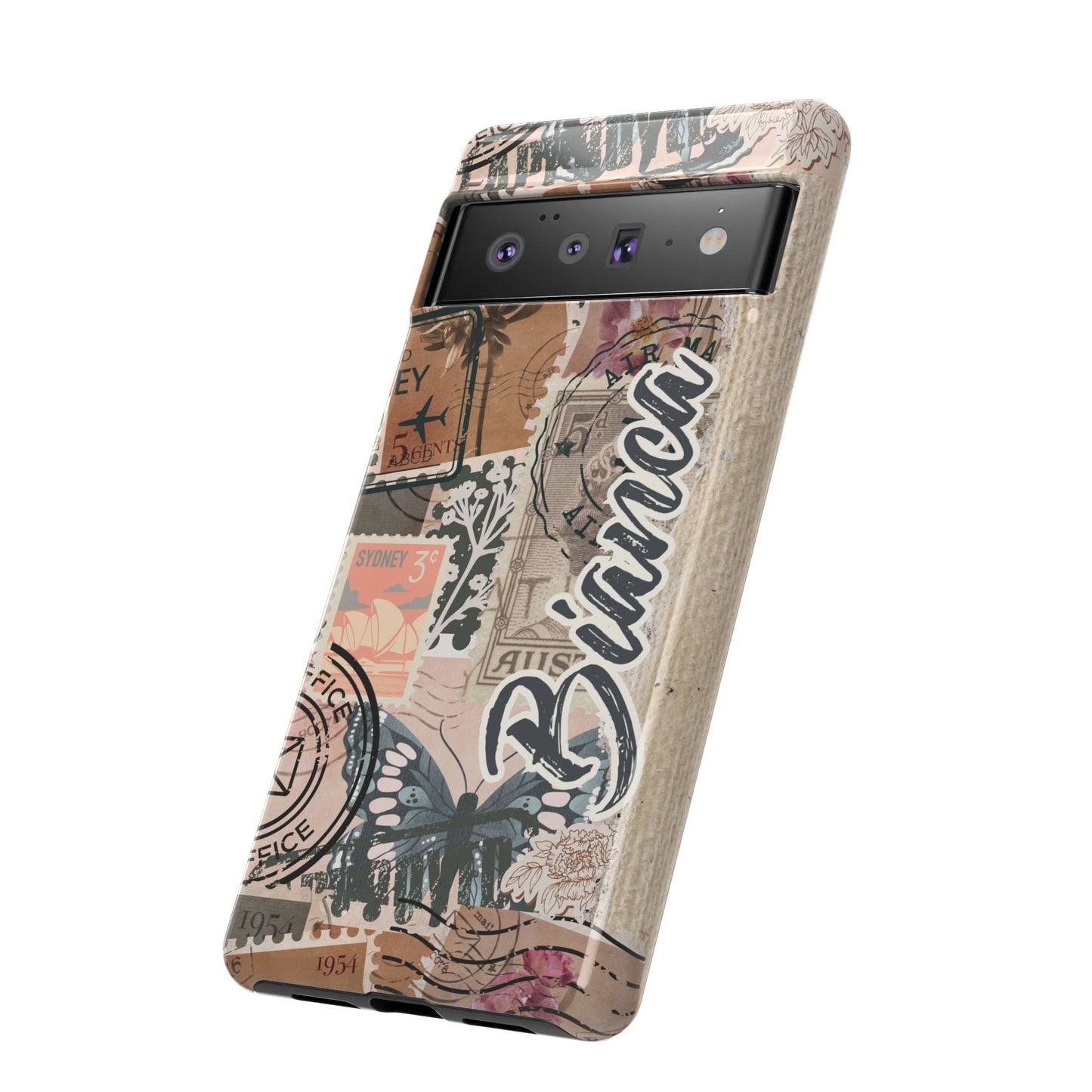 Personalised phone tough case - vintage stamp design