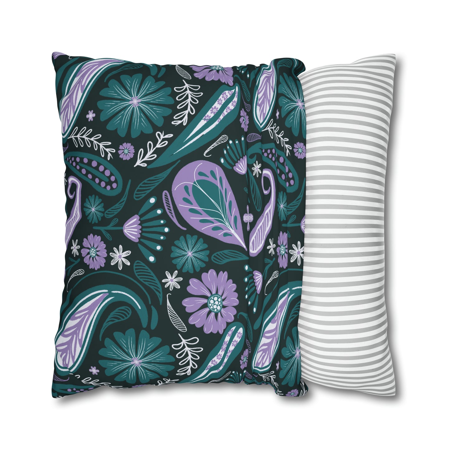 Serenity - hand drawn patterned cushion cover serene deep teal