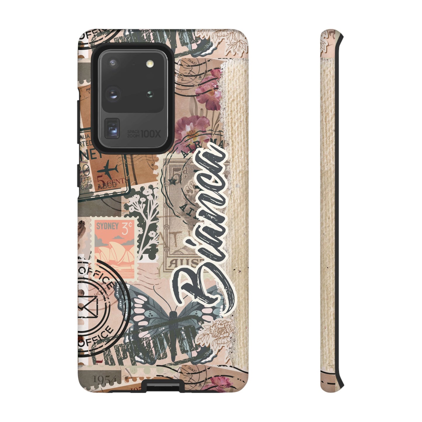 Personalised phone tough case - vintage stamp design