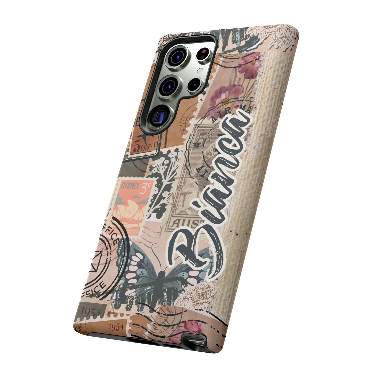 Personalised phone tough case - vintage stamp design