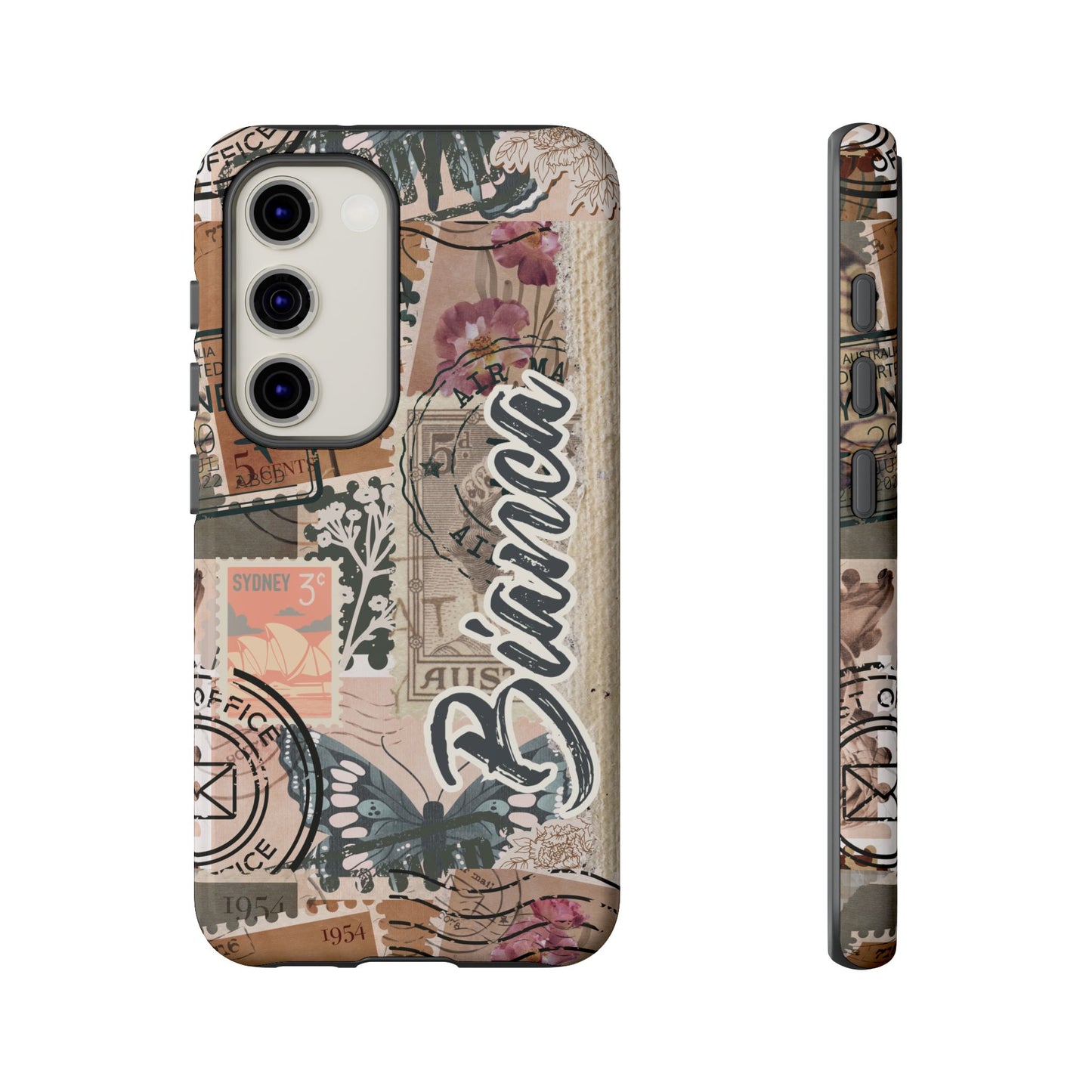 Personalised phone tough case - vintage stamp design