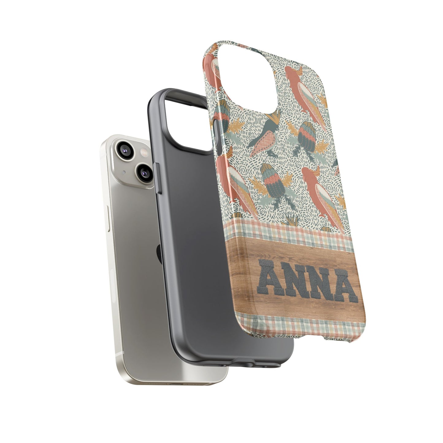 Personalised phone tough case - Native Patches hand drawn design