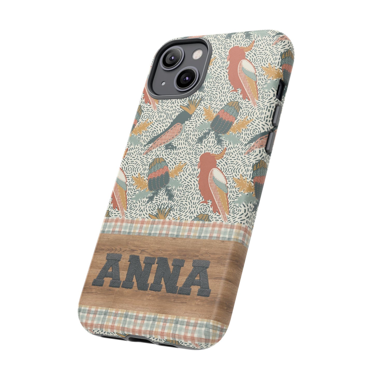 Personalised phone tough case - Native Patches hand drawn design