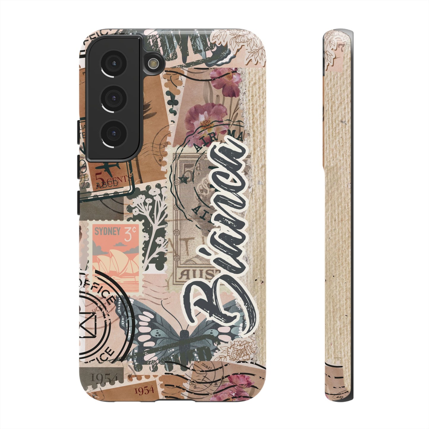 Personalised phone tough case - vintage stamp design