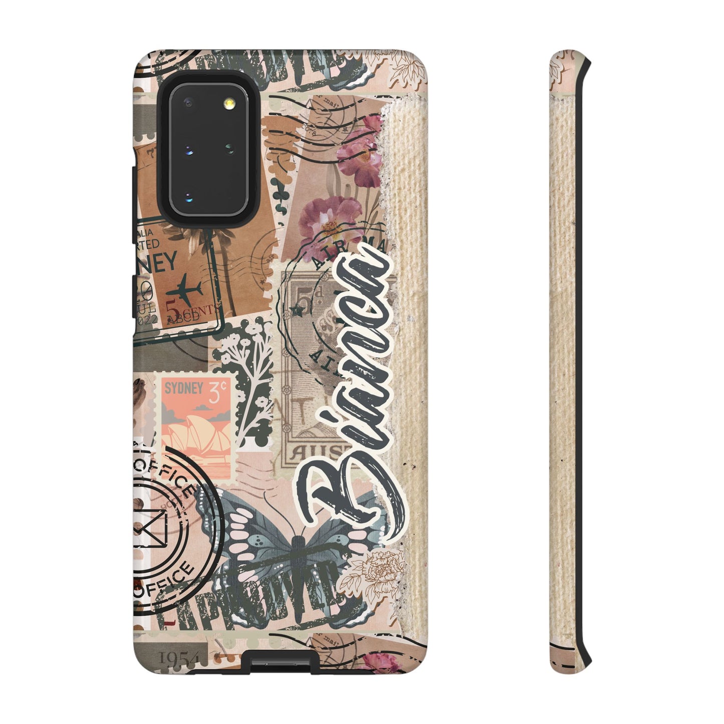 Personalised phone tough case - vintage stamp design