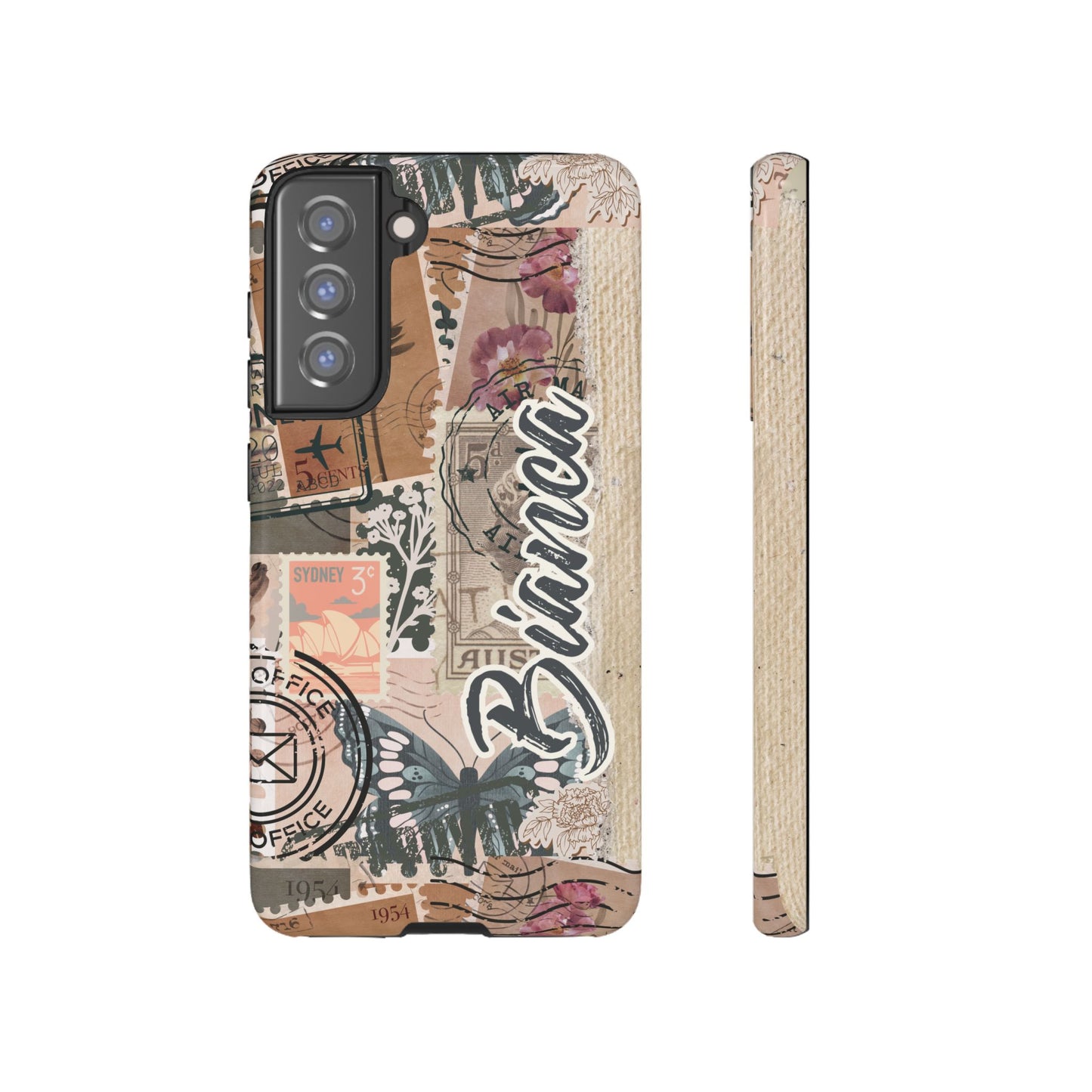 Personalised phone tough case - vintage stamp design