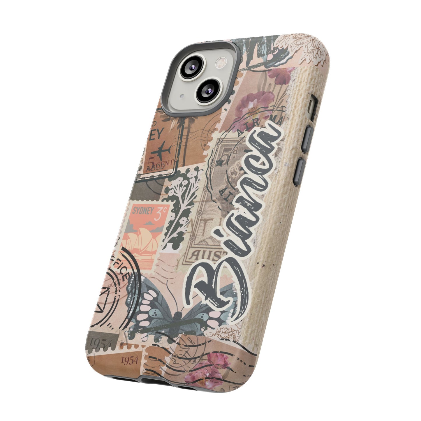 Personalised phone tough case - vintage stamp design