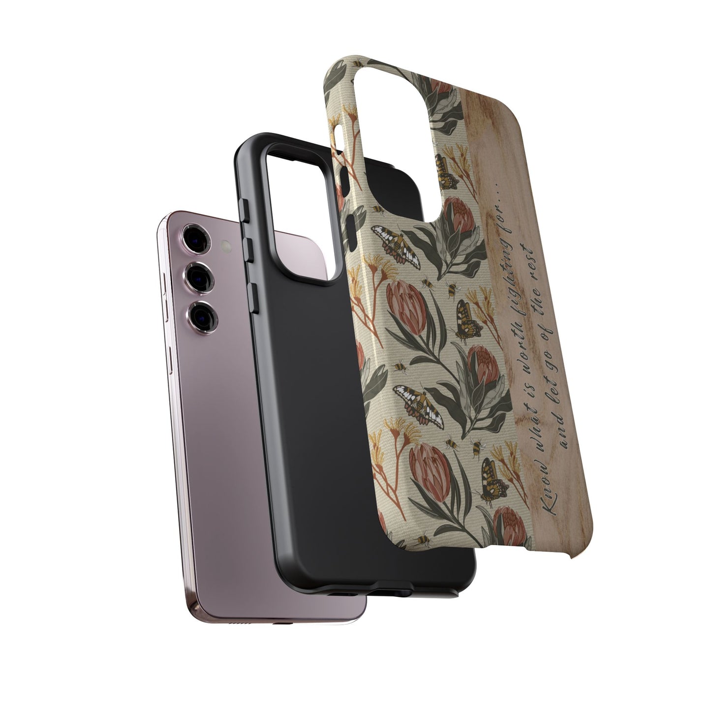 Phone tough case with hand drawn artwork and personalised affirmations