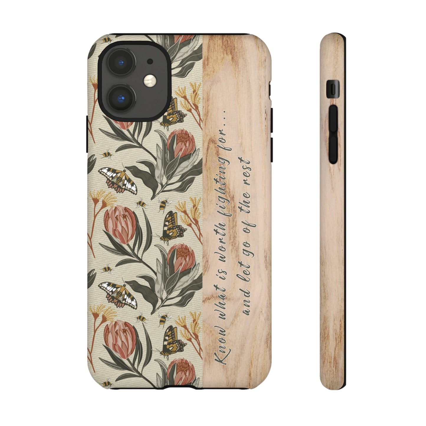 Phone tough case with hand drawn artwork and personalised affirmations