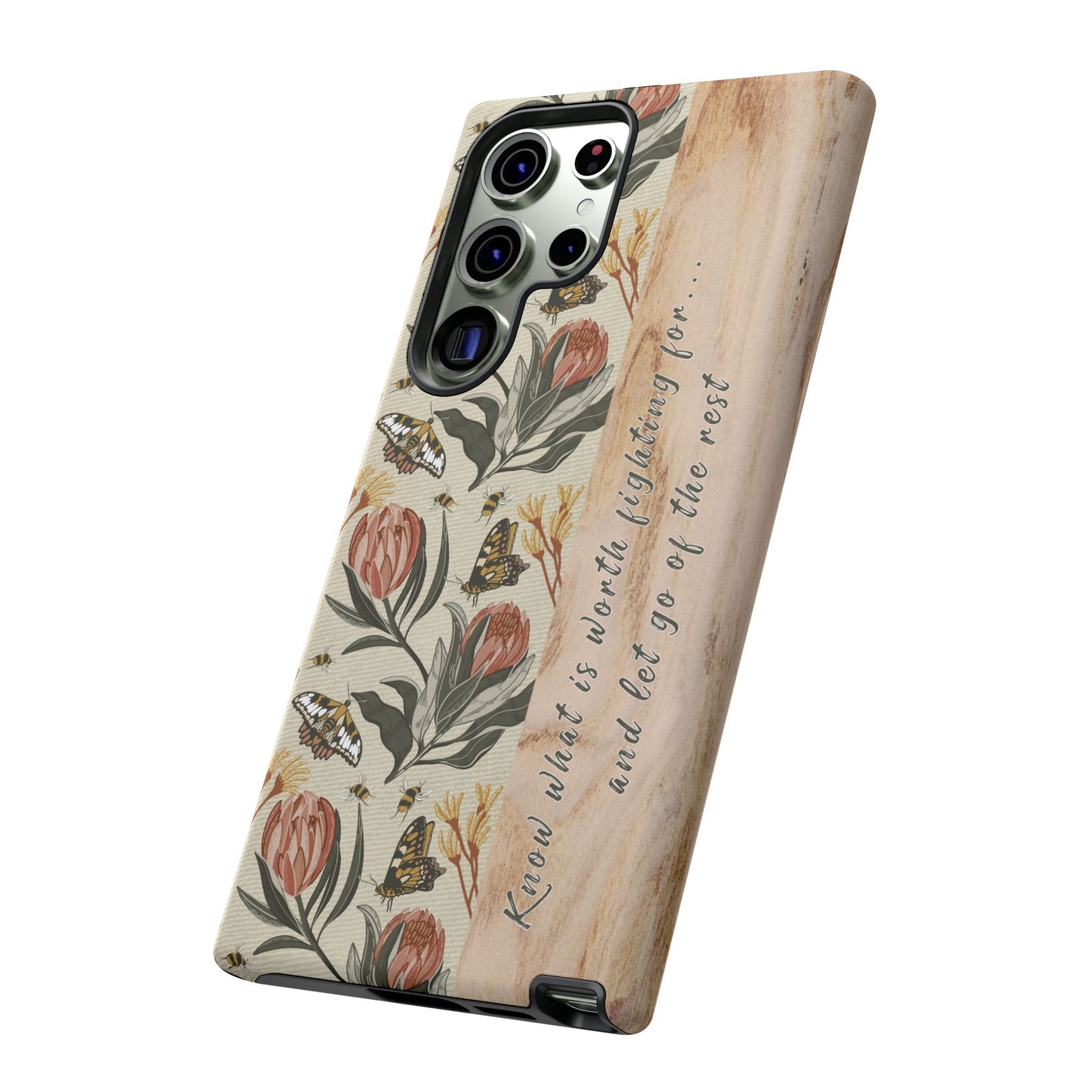 Phone tough case with hand drawn artwork and personalised affirmations