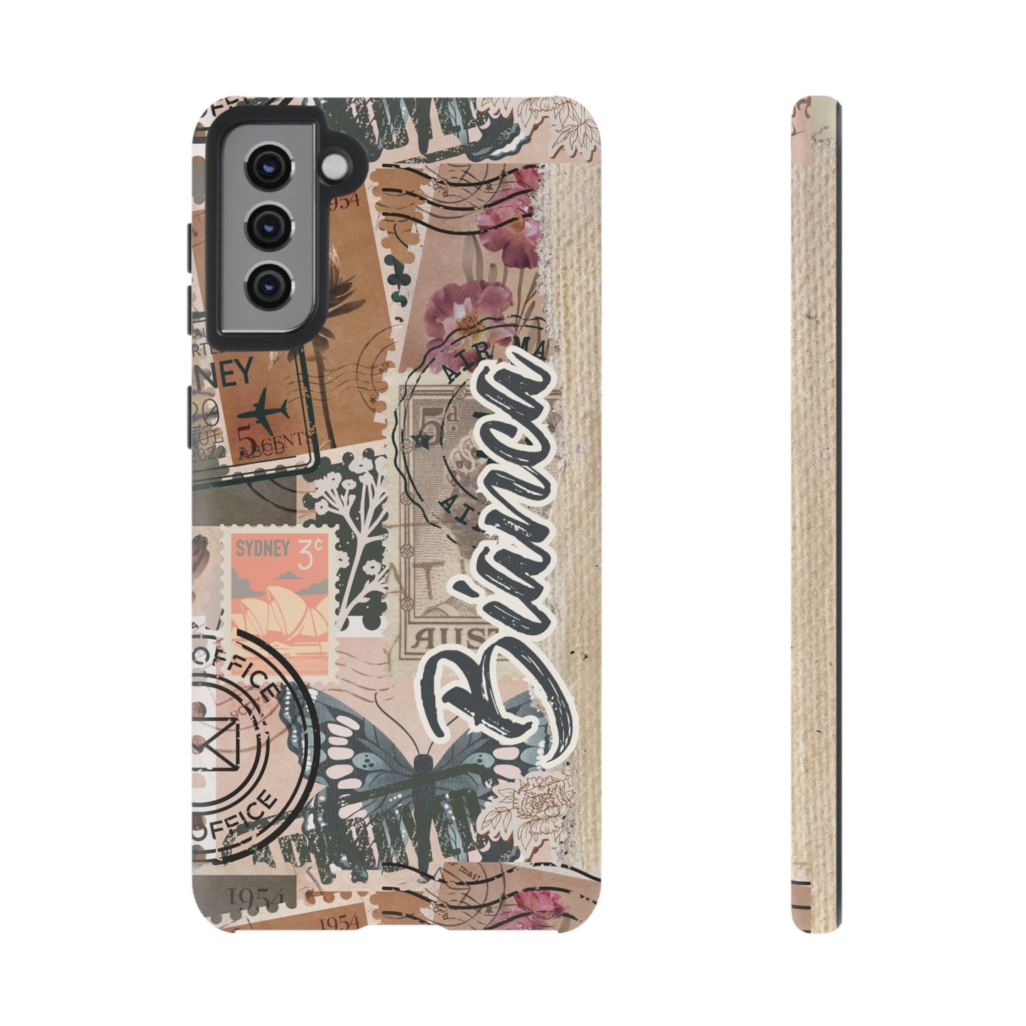 Personalised phone tough case - vintage stamp design