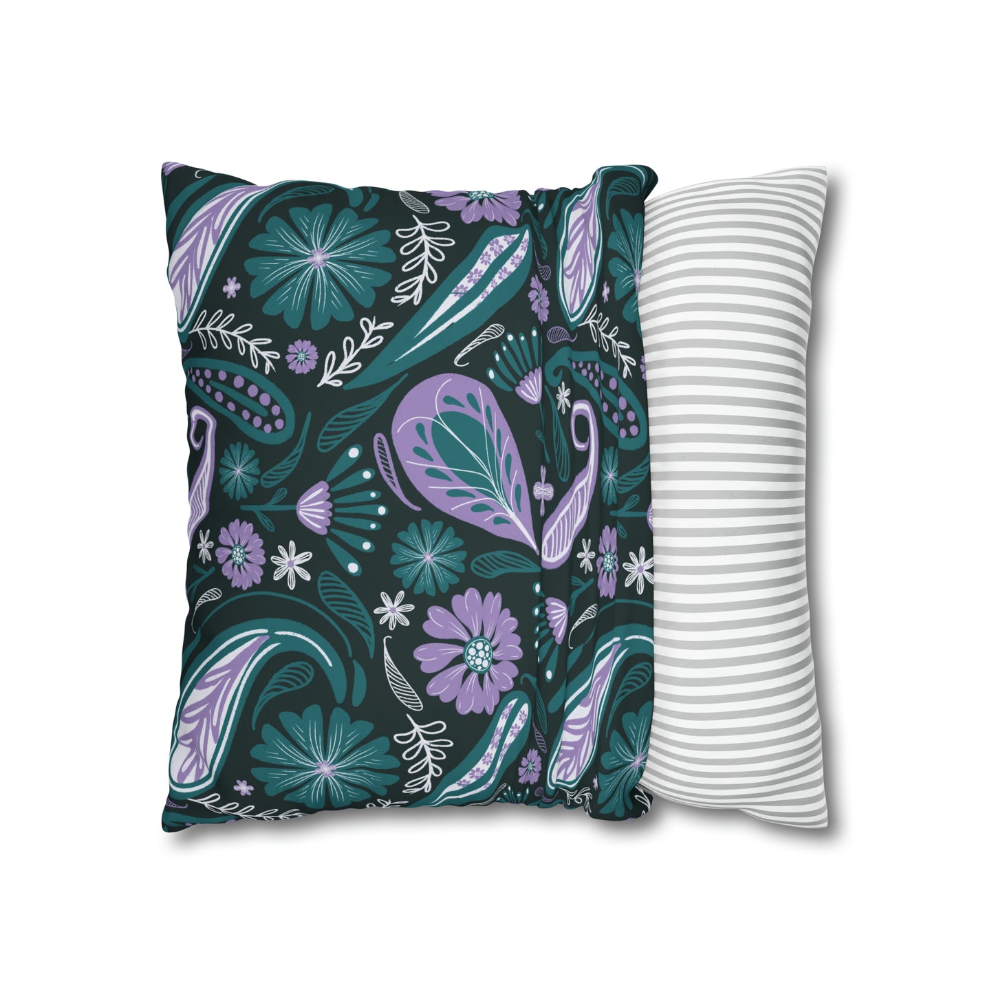 Serenity - hand drawn patterned cushion cover serene deep teal