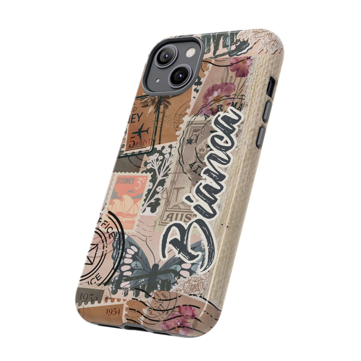 Personalised phone tough case - vintage stamp design