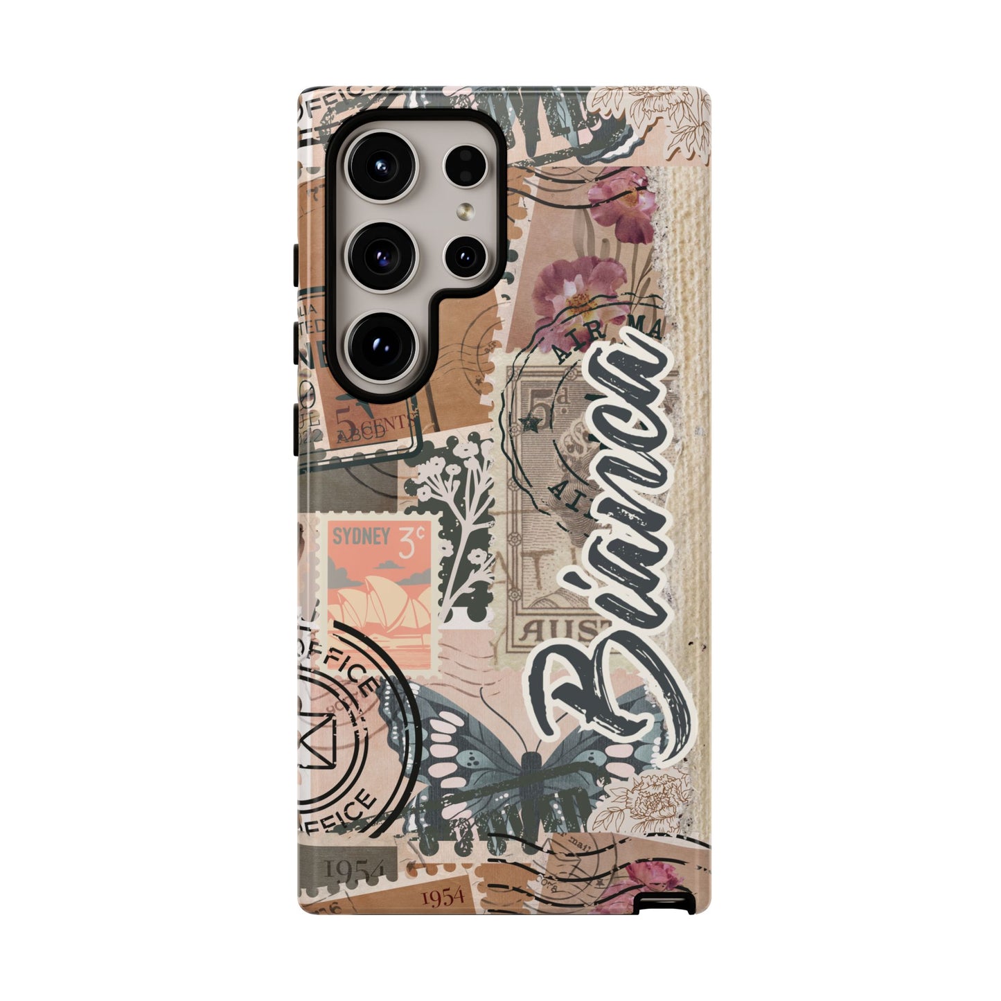 Personalised phone tough case - vintage stamp design